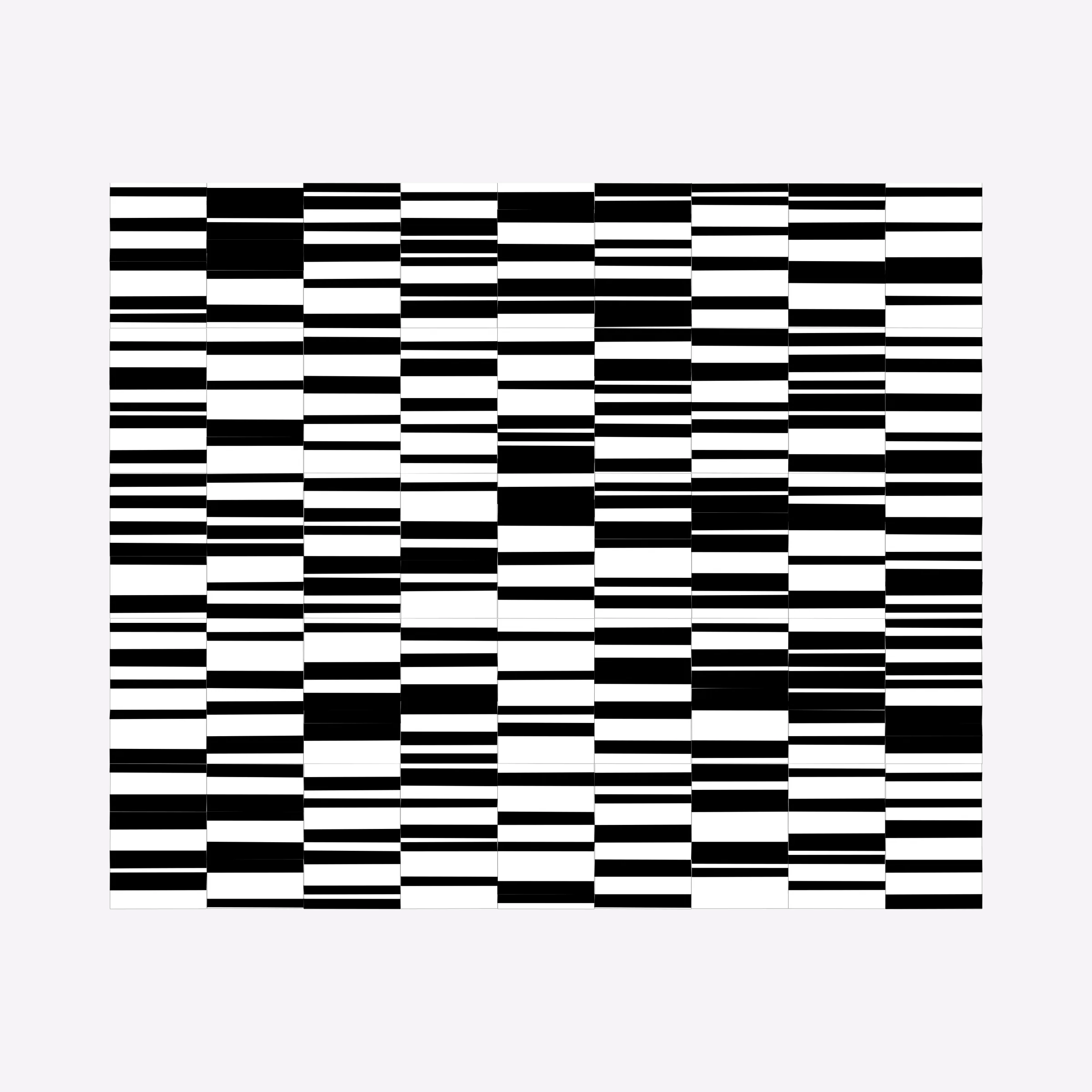 Attempts at perfection are destined to fail. This project embraces the impossibility of perfection in human execution and digitally simulates these imperfections.

In his abstract minimalist work, visual artist Wouter Kalis steers away from meaning. Horizontal black and white paper strips are placed on colored paper panels and one strip dictates the placing of the next. However, each attempt at perfection ends in failure. These mistakes have now become the signature of his work and contribute to the depth of content.

Digital representations of minimalist art can be executed to perfection but are less interesting to look at. In this project, artist Wouter Kalis and his son, software engineer Rosco Kalis, together attempt to recreate the human touch in digital art, the imperfection. 

The project displays computer-generated digital works similar to the physical works made out of paper. The colors of the digital panels are directly derived from the colors of the paper used for the physical work. The digital works can thus be reproduced using real paper. Please see the project website for details if you're interested in purchasing a handmade physical reproduction of your NFT.