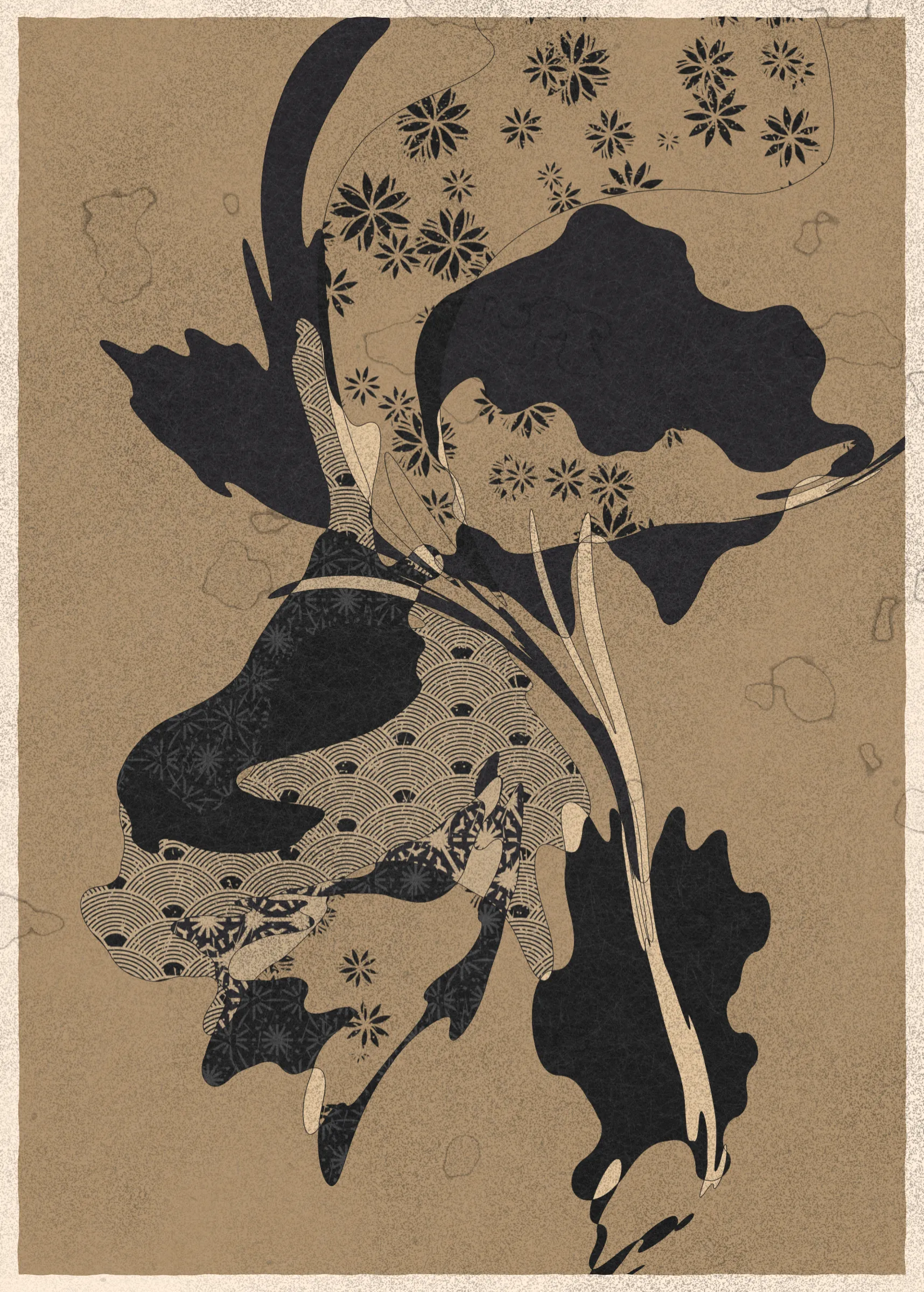Memories of Qilin is inspired by traditional East Asian art. It channels the sense of movement and fluidity found in classical Chinese brushwork, while drawing from the colors, patterns, and forms of ukiyo-e woodblock prints. 

The series explores elements of folklore, evoking the mythological imagery of dragons, phoenixes, flowers, and mountains.  The title references a fabled chimerical beast found throughout East Asian mythology (while the qilin is its Chinese name, it is also known in Korea as the girin and Japan as the kirin) that represents prosperity and luck.

Viewers are invited to interpret elusive forms that verge on representation. As with the stories passed on through generations, each piece is imagined, organic, and ever-in-flux.