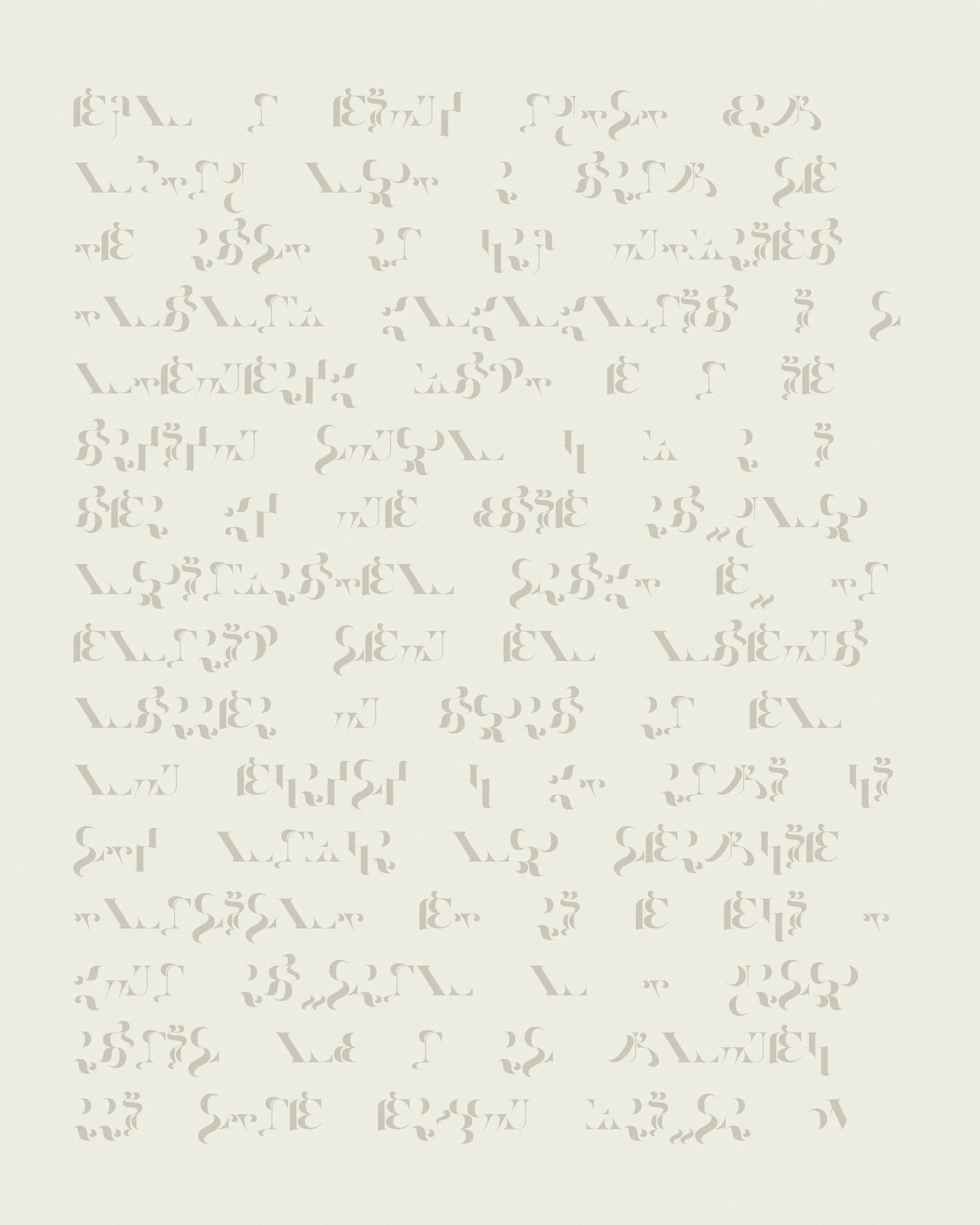 Abstract typographic elements slide together to create new characters. In some compositions, a single character is featured. In others, characters string together to form words and sentences, which the algorithm shapes into often-familiar layouts.

The type designer Gerard Unger said “it is almost impossible to look and read at the same time”. Asemica invites you to look without the burden of legibility.

Created by Emily Edelman, Dima Ofman, and Andrew Badr. Command-S to download a vector file. Live token best viewed in Chrome.