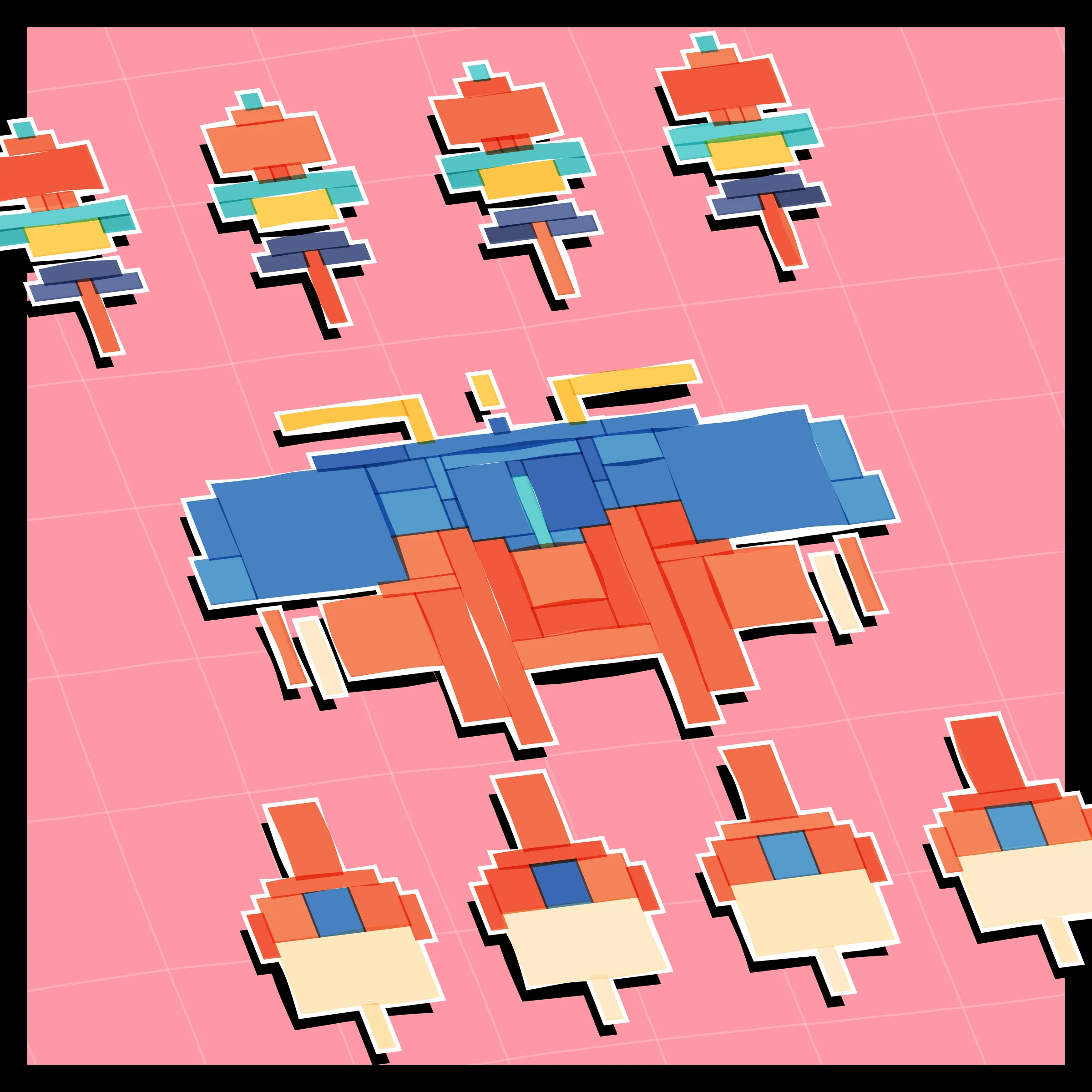 Perfectly symmetric - imperfectly drawn. Exploring the contrast between precision and chance in a playful spacecraft / papercraft setting. 
