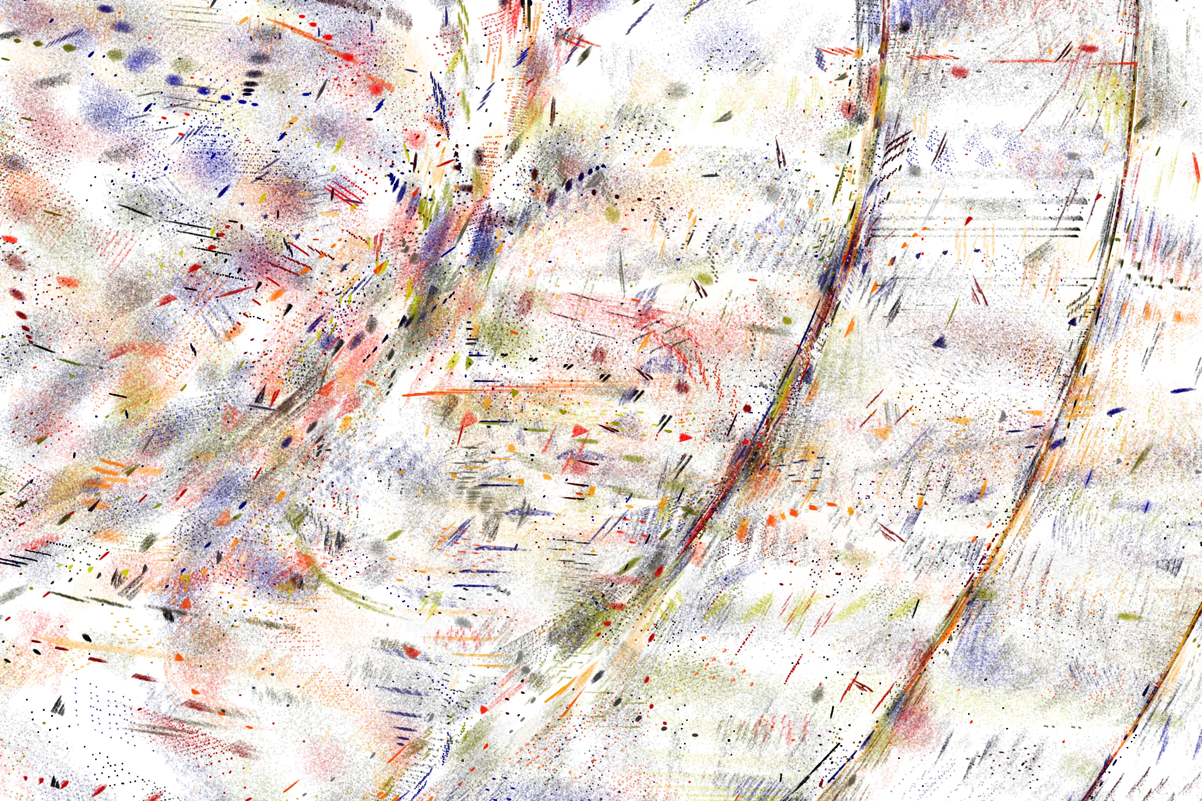 "Attraction" is a system that draws single pixels, one by one, according to a set of rules inspired by the 'Chaos Game'.
Additionally, trigonometric functions may be used to displace pixels, resulting in wave patterns.

All unique properties of each artwork are defined by the token's hash. This hash will set all the parameters: the color palette, the positioning of objects and the rules by which pixels are drawn.

By the nature of this system, several well known patterns from computing and math may appear in the artworks.