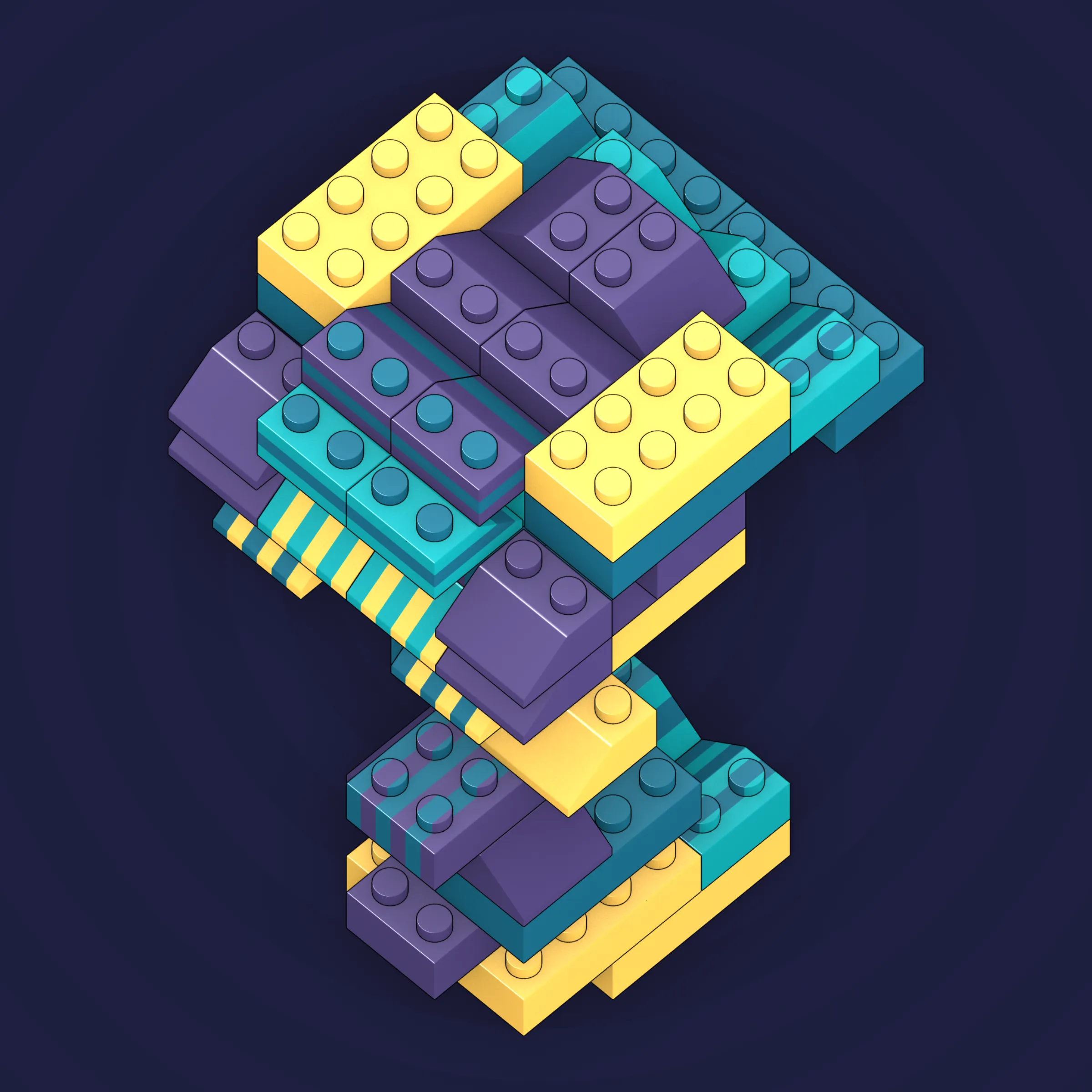 The project focuses on how easily one assigns meaning to seemingly random combinations of blocks, giving them personality and creating emotional connections.

I was inspired by Ringers, in which people see animals and other characters. I wanted to amplify this quality, and the idea of sculptures made of blocks clicked! Endless combinations, funny characters, and my passion for cubes, voxels, and modular systems.

To make the sculptures, I used technique of hybrid voxel raymarching, so we can say, the sculptures are made of colored void in a reflected space. Some of them may seem impossible due to the lack of perspective, but sooner or later it all clicks! It helps to keep in mind that all shapes are symmetrical.

The script uses modern features of GPU so it's supposed to work only on desktop: Chrome, Firefox or Safari