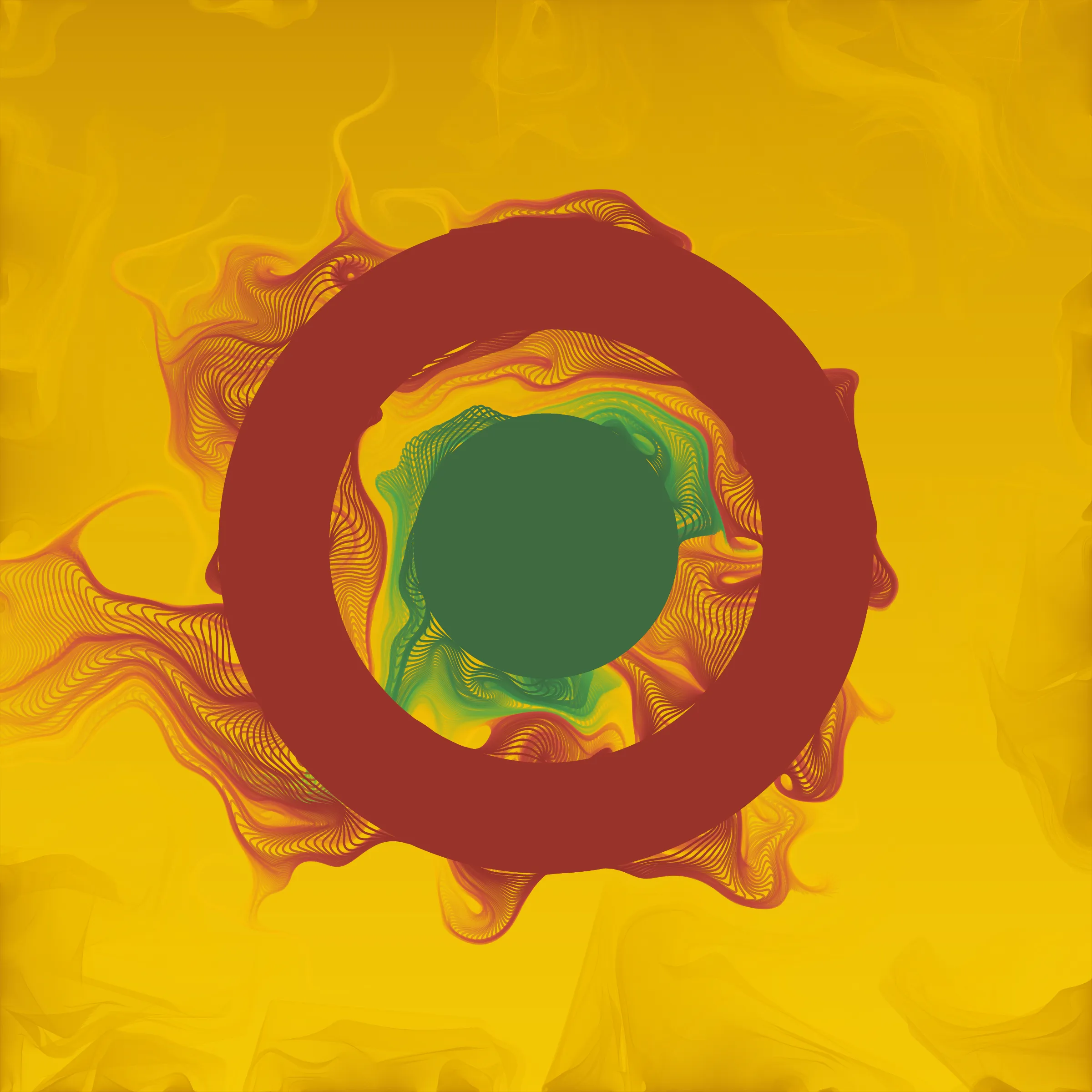 Rapture is a series exploring magical seals overflowing their boundaries, gradually dissolving into the surroundings. It is imagined as abstract iconography for a fictional mystic religion. Rapture is the conclusion of a system I have been working with and perfecting over several years and it is the first time that it is presented completely autonomous. The series consists of computationally heavy art pieces, with calculations happening while the seal shake to contain its powers. 25% of the proceeds from this project will go to the preservation of the Ecuadorian rainforest Bigai through Randers Rainforest Wildlife Foundation.