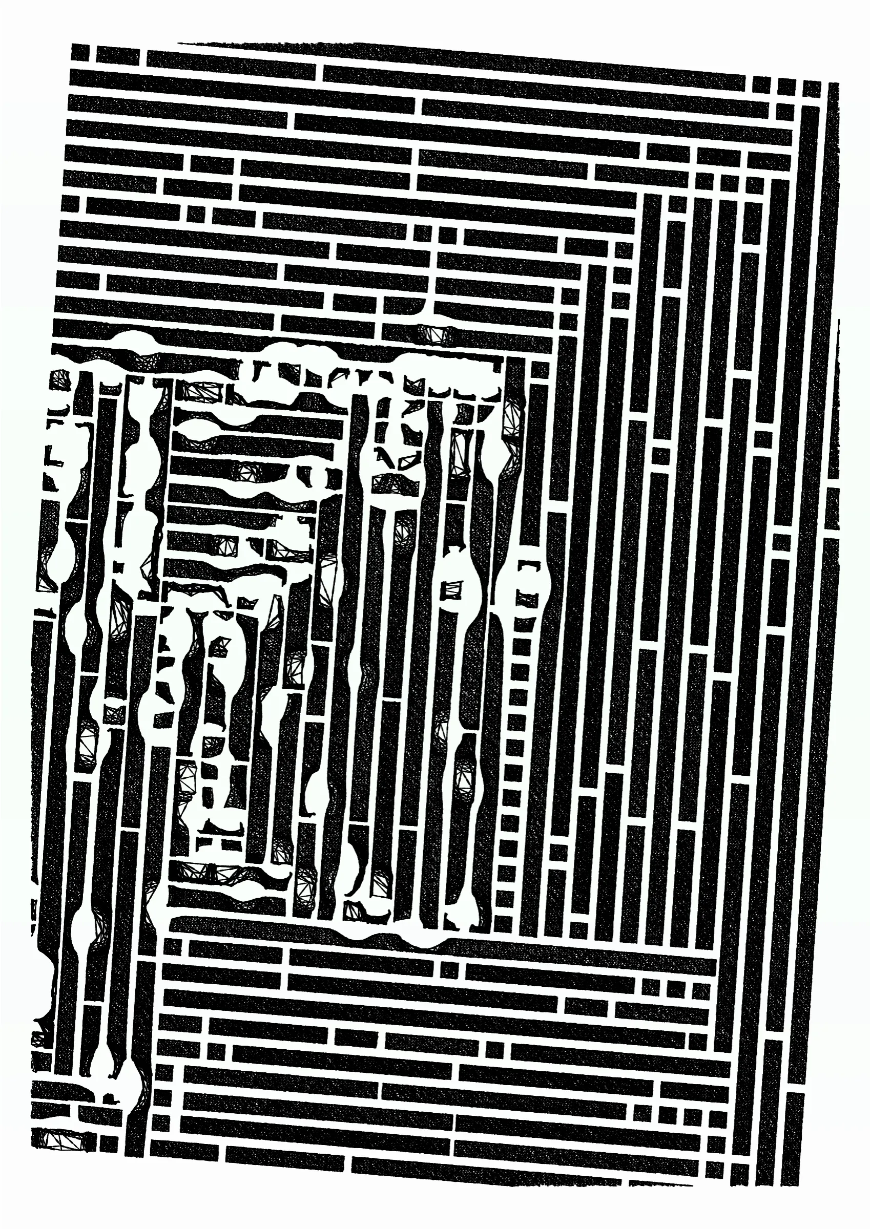 "Edifice" is a series of 976 massive, deteriorating structures built on strange terrain. It is an exploration of buildings being conceptualized, constructed, and eroded away under a wide variety of conditions. Edifice's outputs run the gamut between minimal and maximal, with some showing few large, static blocks of color, and others many small, highly textured and warped shapes. Each image is progressively constructed in front of the viewer's eyes. It is a system full of surprises that I'm excited to share with the world.