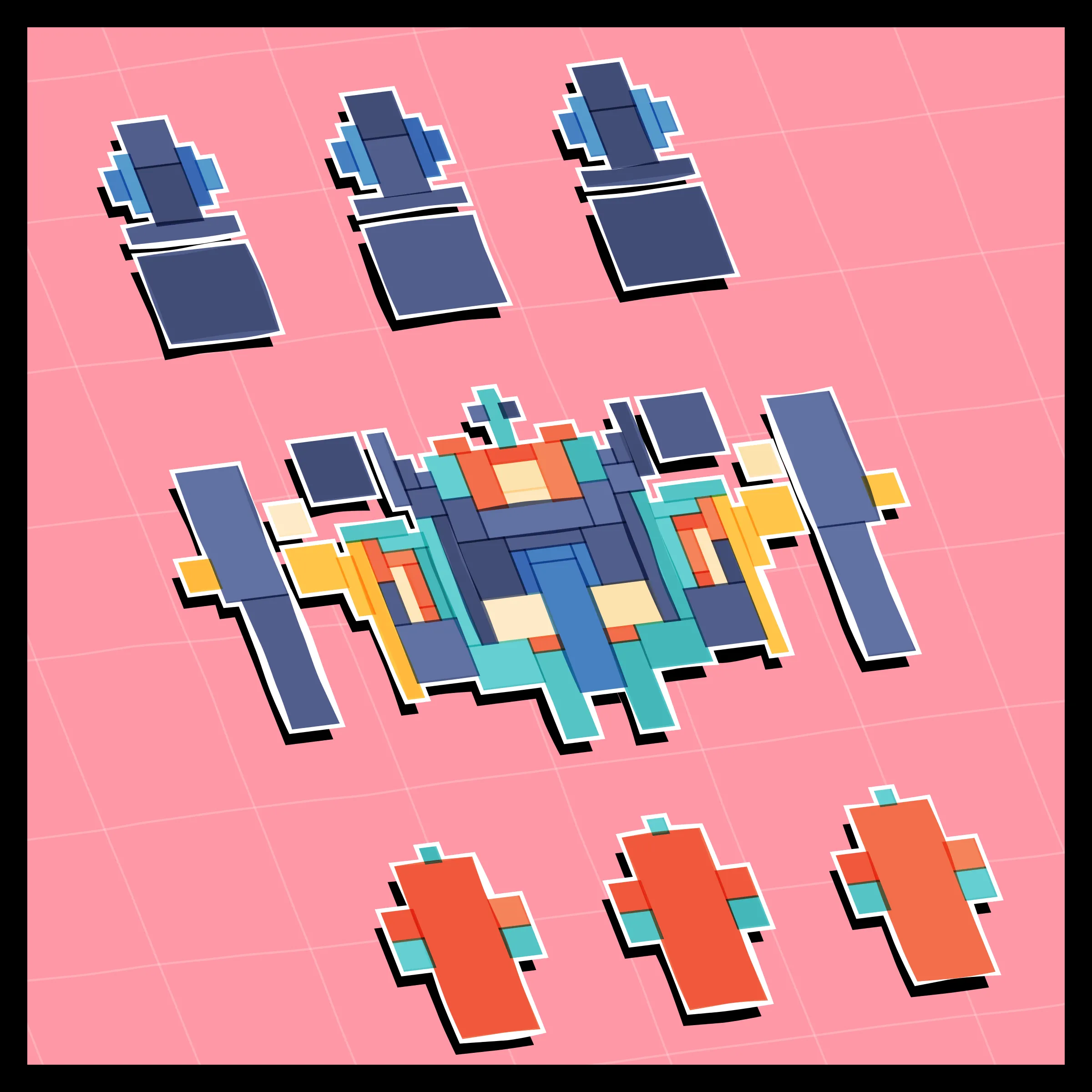 Perfectly symmetric - imperfectly drawn. Exploring the contrast between precision and chance in a playful spacecraft / papercraft setting. 