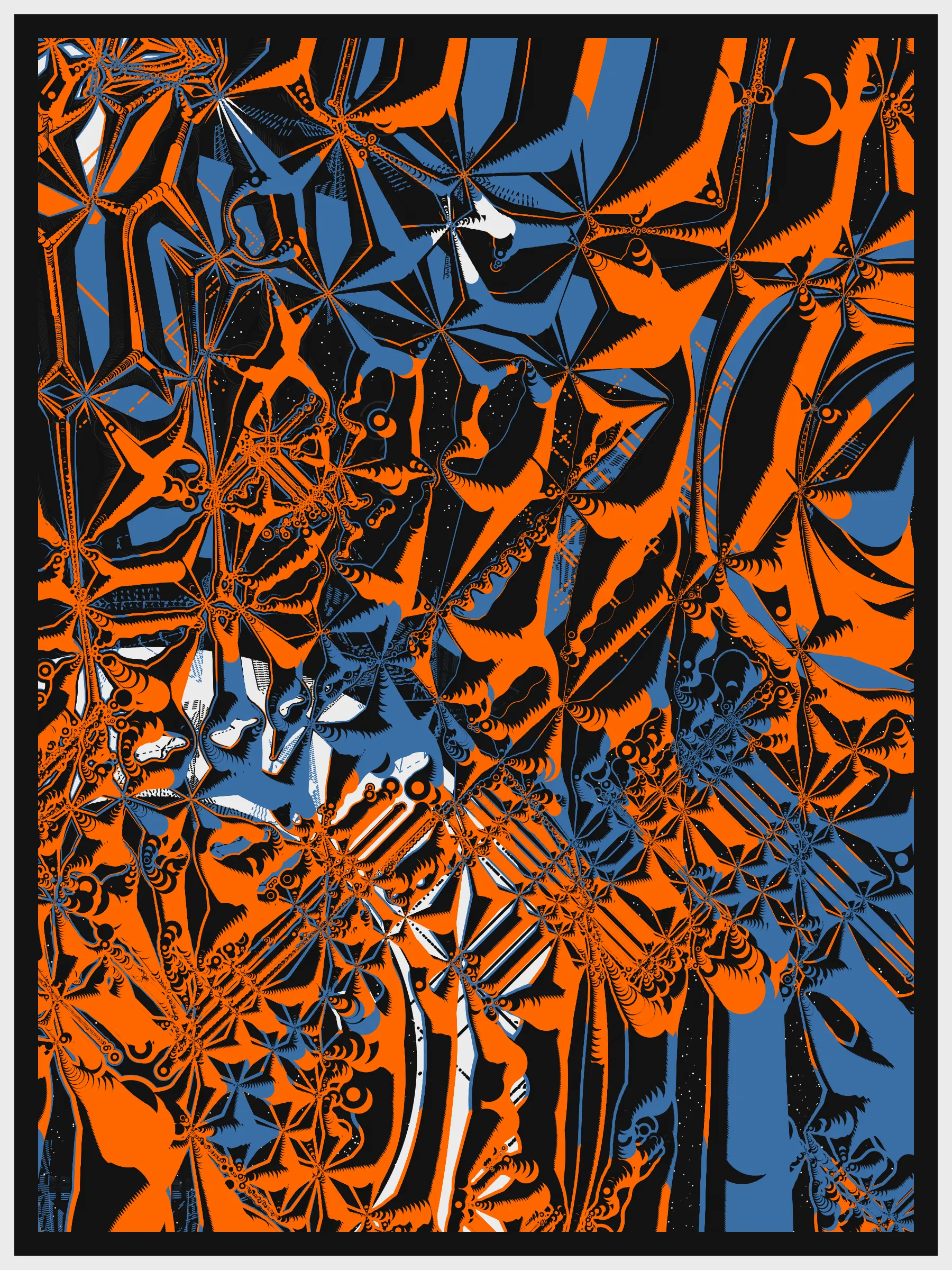 In the year 3075 of the Second Nuclear Age, a laboratory of an unknown race of aliens was discovered on the planet Vtolmr while drilling a well of molecular oil. Its presumed purpose is to study genetic mutations of races from neighboring planets. During the laboratory investigation, 512 silicon impressions with DNA of different alien species were extracted. Modern methods of quantum analysis do not allow the deciphering of the data obtained. At this point, their value is purely aesthetic. But that may change in time.

Press 1 to 9 - change the pixel density
Press "s" - save the image