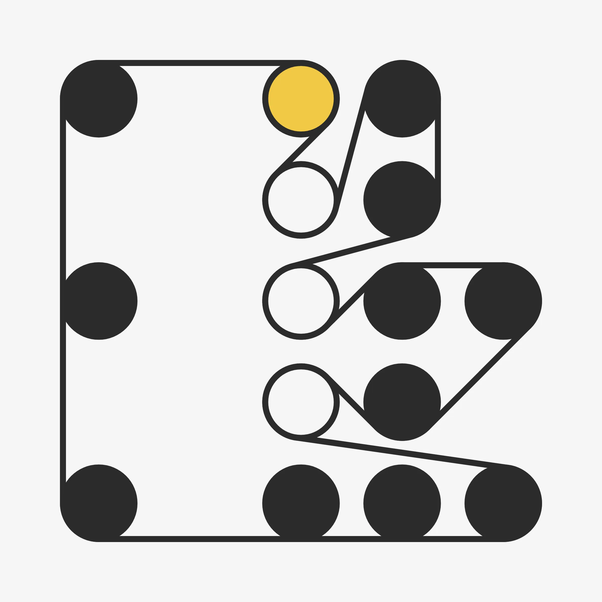 There are an almost infinite number of ways to wrap a string around a set of pegs. On the surface it may seem like a simple concept but prepare to be surprised and delighted at the variety of combinations the algorithm can produce. Each output from 'Ringers' is derived from a unique transaction hash and generated in Javascript in the browser. Feature variations include peg count, sizing, layout, wrap orientation, and a few colorful flourishes for good measure.