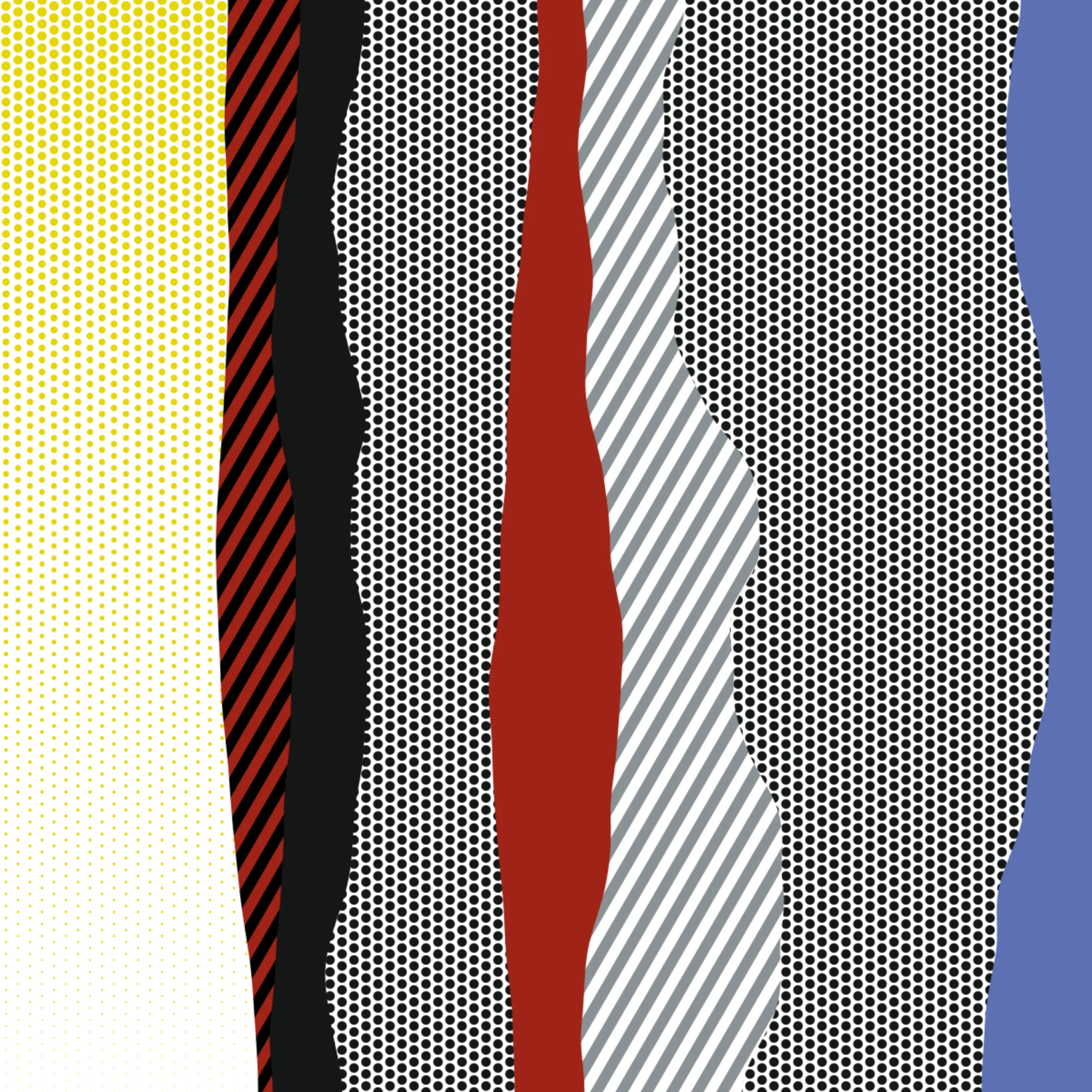 An ode to Roy Lichtenstein, incorporating his iconic version of Ben-Day dots, halftone dots, angled stripes, and solid color patches. Inspired by Roy's sea and landscape paintings, each artwork generates a unique combination of patterns, shapes, and colors.