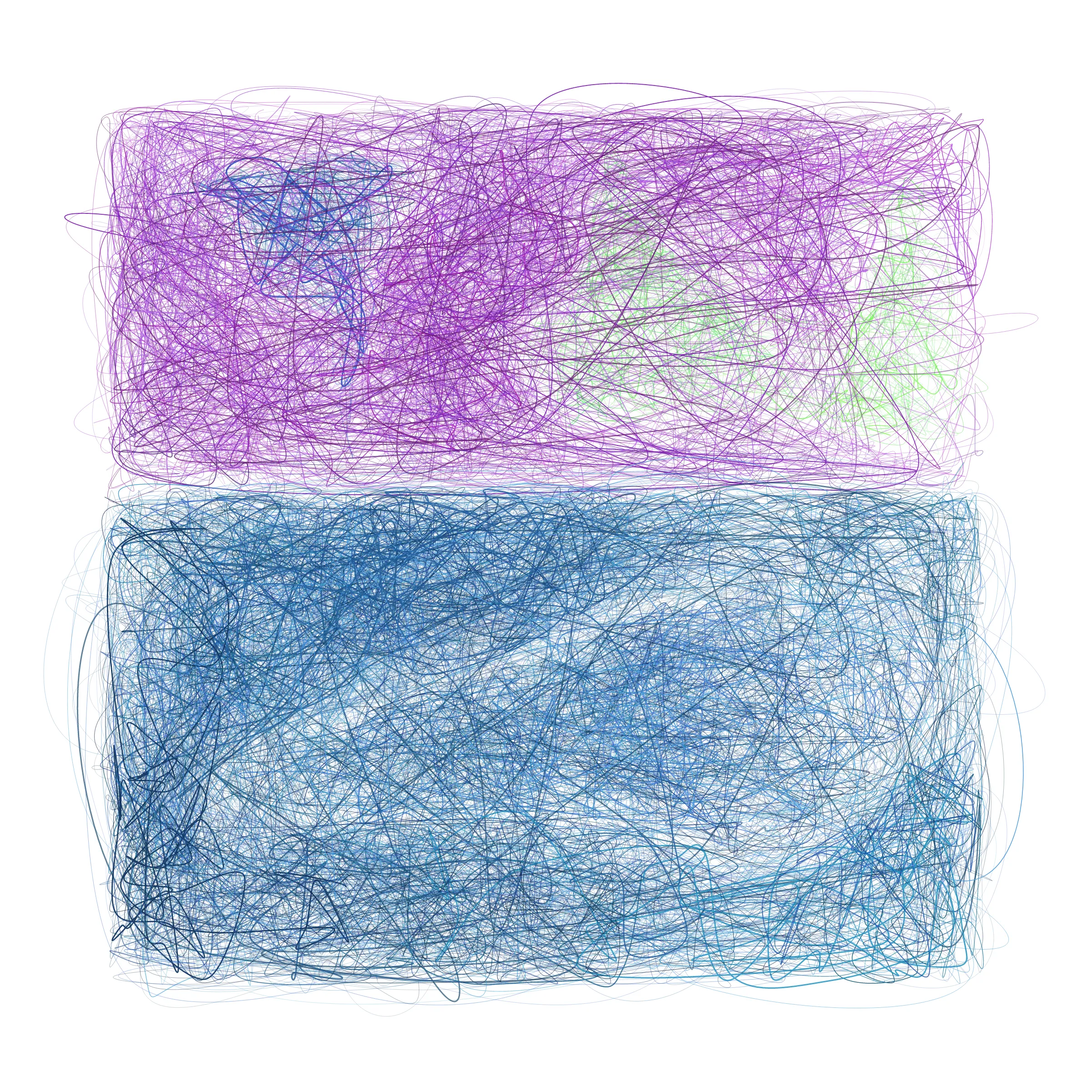Scribbles on Scribbles on Scribbles ➿ This series is an exploration of chaos and order – how seemingly random movements in the microscopic scale can be more than meets the eye. Simple guiding rules transfigure chaotic movements into beautiful order. Life, as we know it, can be expressed in a similar fashion. Our decisions, unexpected occurrences, and even our seemingly meaningless place in the Universe are not just mere coincidences, but providential orchestrations of the Designer. [ Mints will be sold via a dutch auction. Starting price will be set at 3eth and decrease every 5 minutes with a resting price of 0.25eth. i.e.
3eth, 2.5eth, 2eth, 1.5eth, 1.25eth, 1.0eth, 0.75eth, 0.5eth, 0.25eth ]