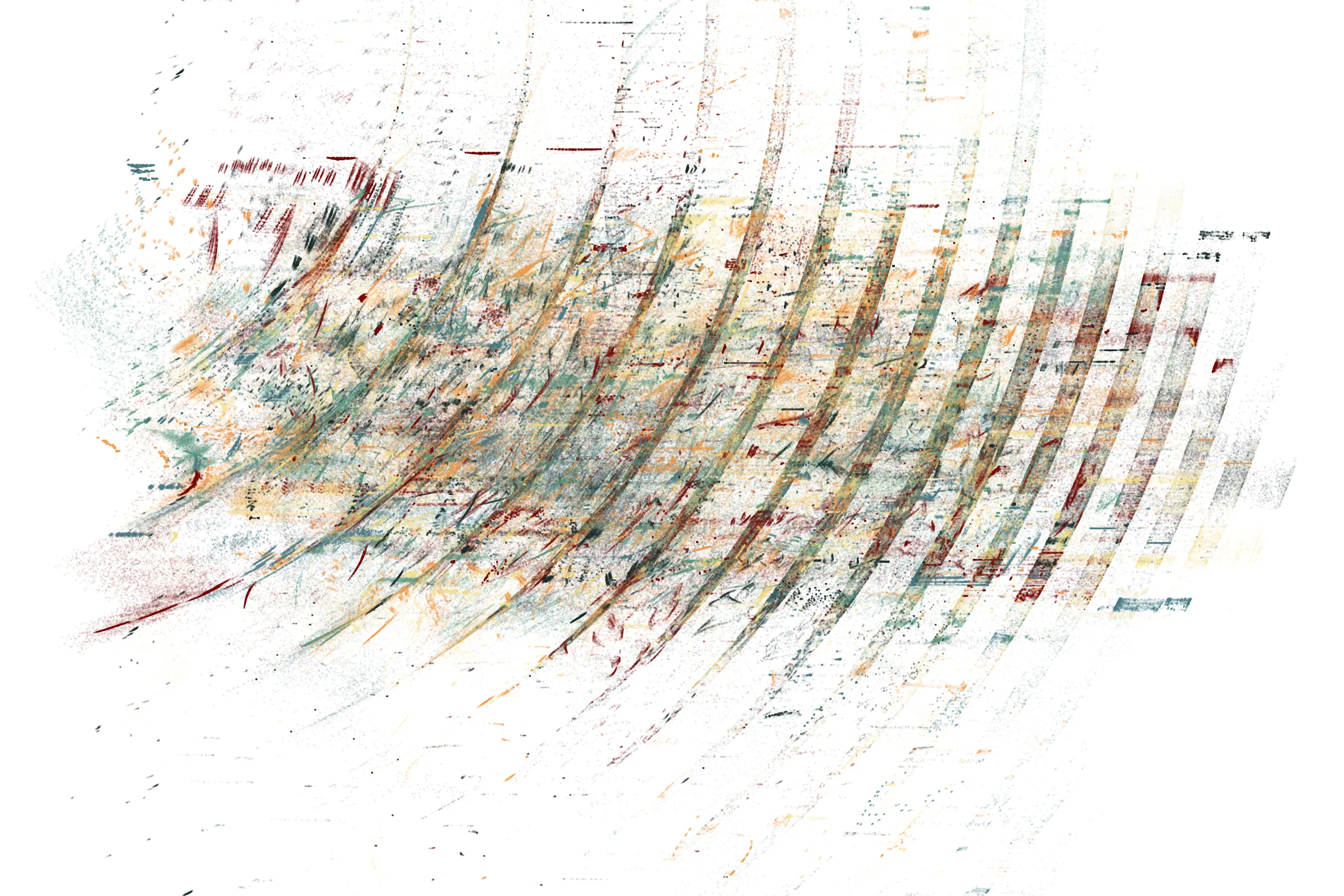 "Attraction" is a system that draws single pixels, one by one, according to a set of rules inspired by the 'Chaos Game'.
Additionally, trigonometric functions may be used to displace pixels, resulting in wave patterns.

All unique properties of each artwork are defined by the token's hash. This hash will set all the parameters: the color palette, the positioning of objects and the rules by which pixels are drawn.

By the nature of this system, several well known patterns from computing and math may appear in the artworks.