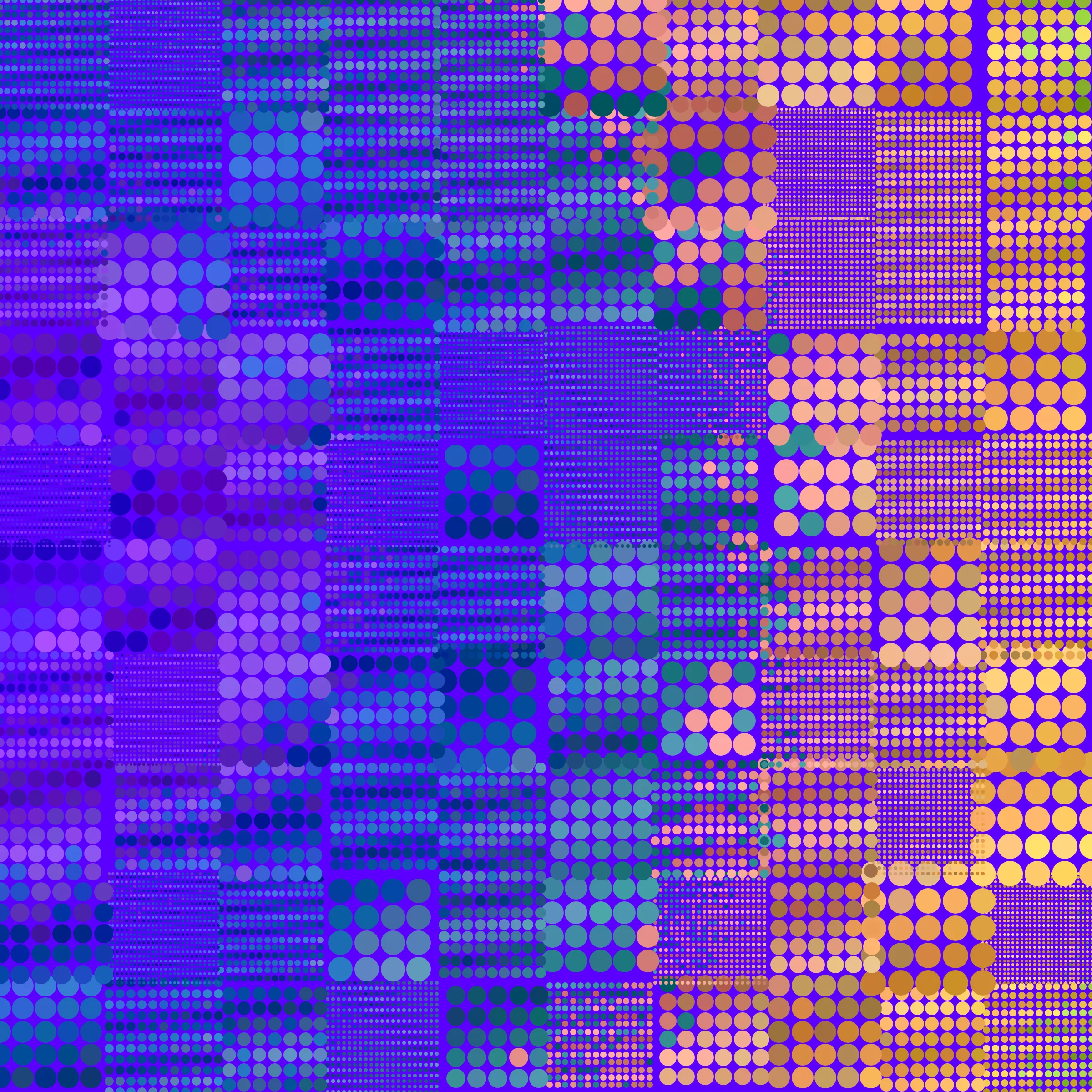 Dot Matrix Gradient Study takes my approach of splitting the canvas into "patches", which each have their own stipple sizing, density, and layering, and distorts this process to create outputs which blur the lines of recognizable stippling. This piece is an exploration of creating abstract forms with stippling rather than depicting figurative ones. All pieces in this series are composed purely with dots. Some more than others. 50% of sales proceeds from Dot Matrix Gradient Study were donated on-chain at the time of mint to GiveDirectly, where the funds will be directed to helping those in poverty. 