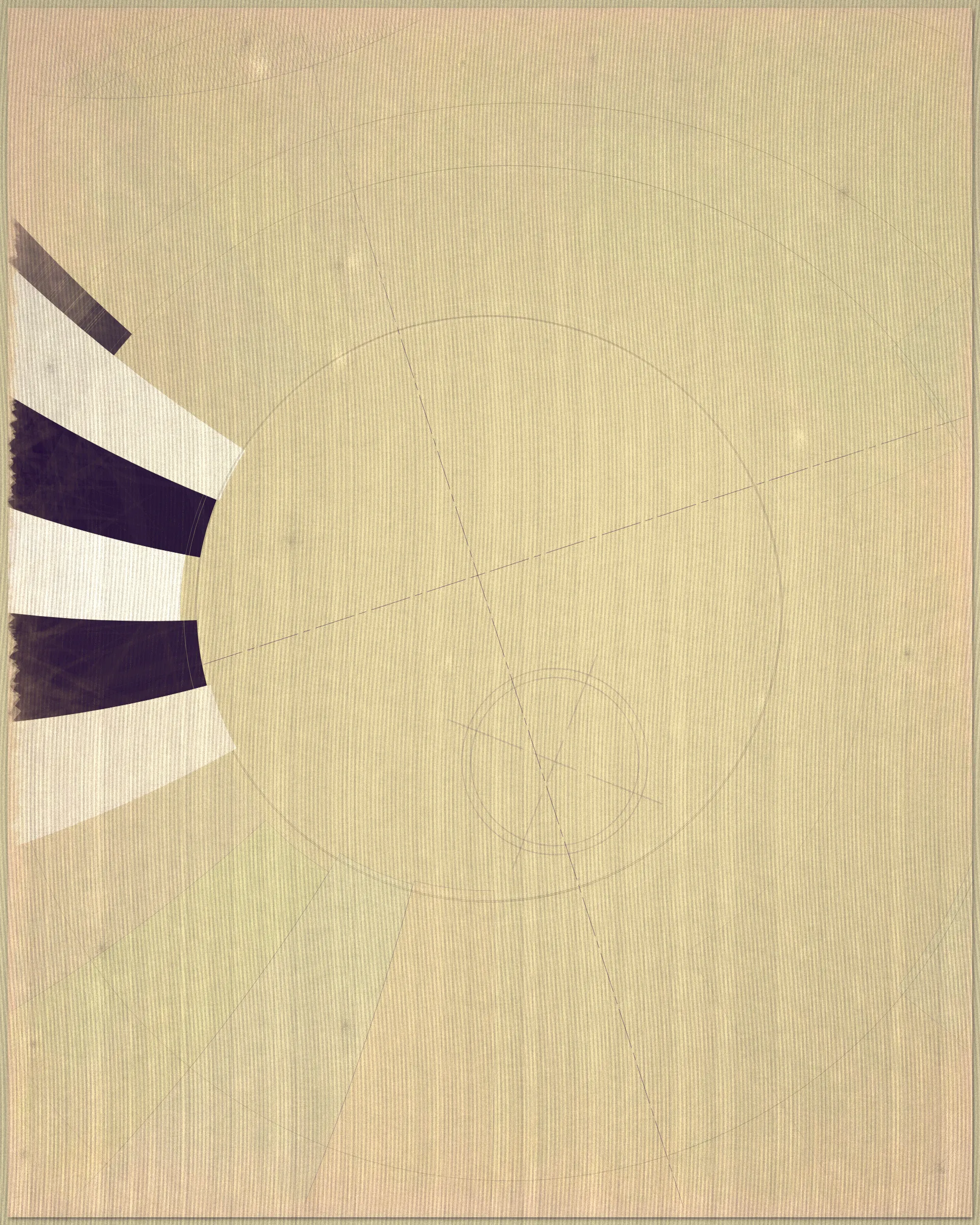 Fontana is Latin for fountain. 

This project is a playful attempt at abstractly capturing the flowing movement of a fountain using precisely drawn elements that evoke a static and considered rendering of a subject that is in constant flux. The visual language is reminiscent of hand-draughted technical drawing, a precise and methodical practice that progresses at a radically different pace to the flowing and capricious movement of water. To increase this tension between dynamic motion and static mechanical process I wanted the surface textures to appear worn and aged like a drawing that has spent its life in the bottom of a mechanics drawer. This process of abrasion and discoloration is occurring on yet another scale of time adding complexity to the references of time passing. 

Woven into the very fabric of Fontana is a fully generative solution for creating color expression. This means there is no reliance on preset palettes with every output being an entirely unique color articulation of the color story I want the project to reveal as a whole. Far from being random I attempted to create an approach which produces colors that evoke early 20th Century art and design media. With this intention I wanted  outputs to look like they could be working drawing artifacts from this period of time.