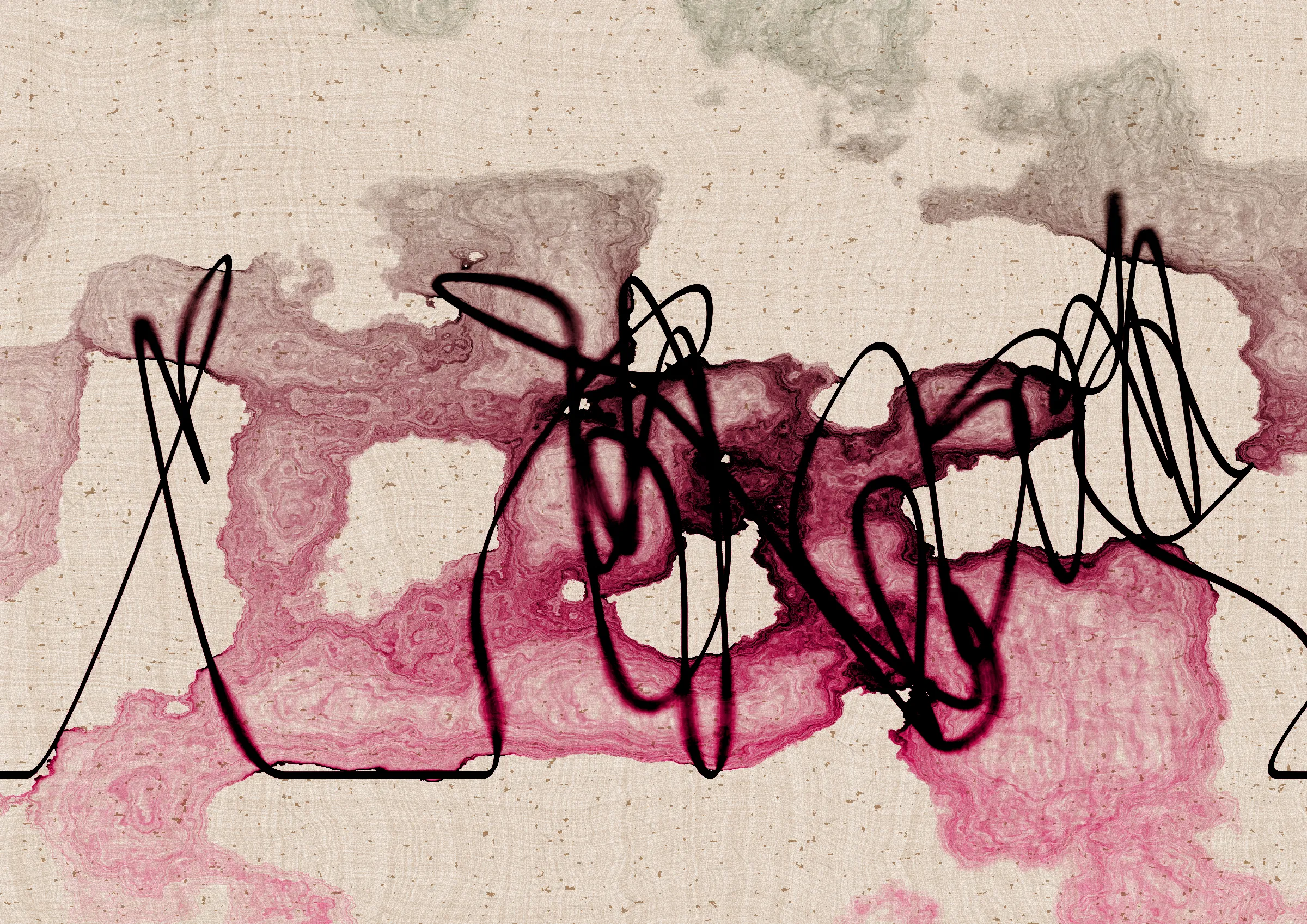 Sudfah (Arabic for "happy accident") is a generative collection celebrating the beauty that can emerge from chaos, mistakes, and accidents.

A single calligraphic line intends to tell one story (sometimes wandering and confused in its own right, but always meandering from one side to the other).

Digital liquid is spilled upon it and takes the ink in directions that are unexpected, uncontrolled, and tell a much more interesting story than the one the line intended.... and often more beautiful.