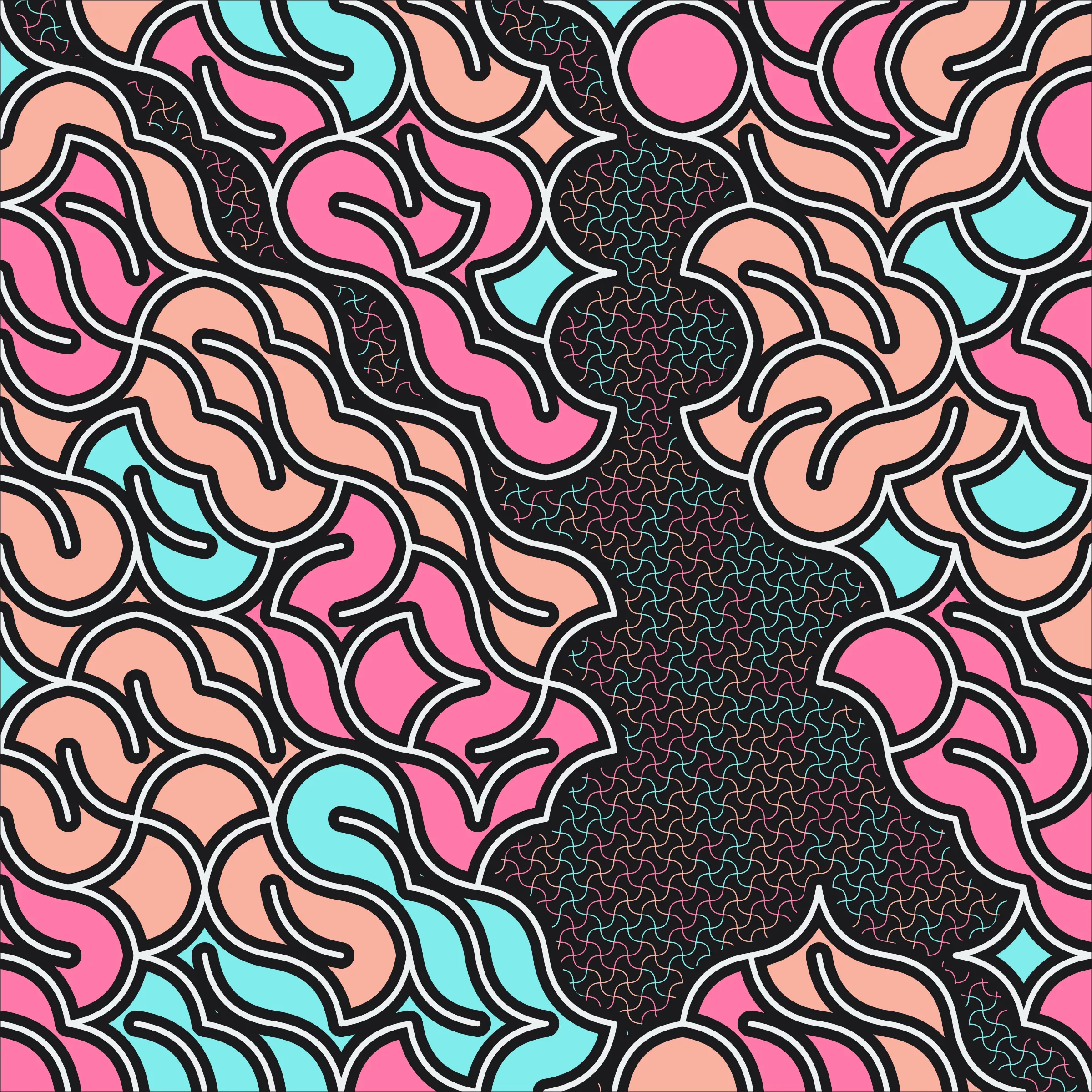 Cushions brings together image processing and generative art techniques. The latter provides the geometric structure, and the former creates the organic shapes. Every single pixel and its connectedness to other pixels are explicitly considered. Inspiration for the palettes ranges from digital illustrations and pastels to a nod to renowned artists and different ethnicities. The organic shapes and the textures within symbolize the beauty in our individual oddities. Some pieces evoke the semblance of fantastical dreams in starry nights. Some of the comfort and familiarity of home. Some of nostalgia and long-lost friends. Some of reasonable and grounded perspectives. Some of sparks, some of style, some of strength, and some of passion. Some of candy. Some of pop art. Some of modern interior design. And some of traditional Indian cushions, known as Takiya.