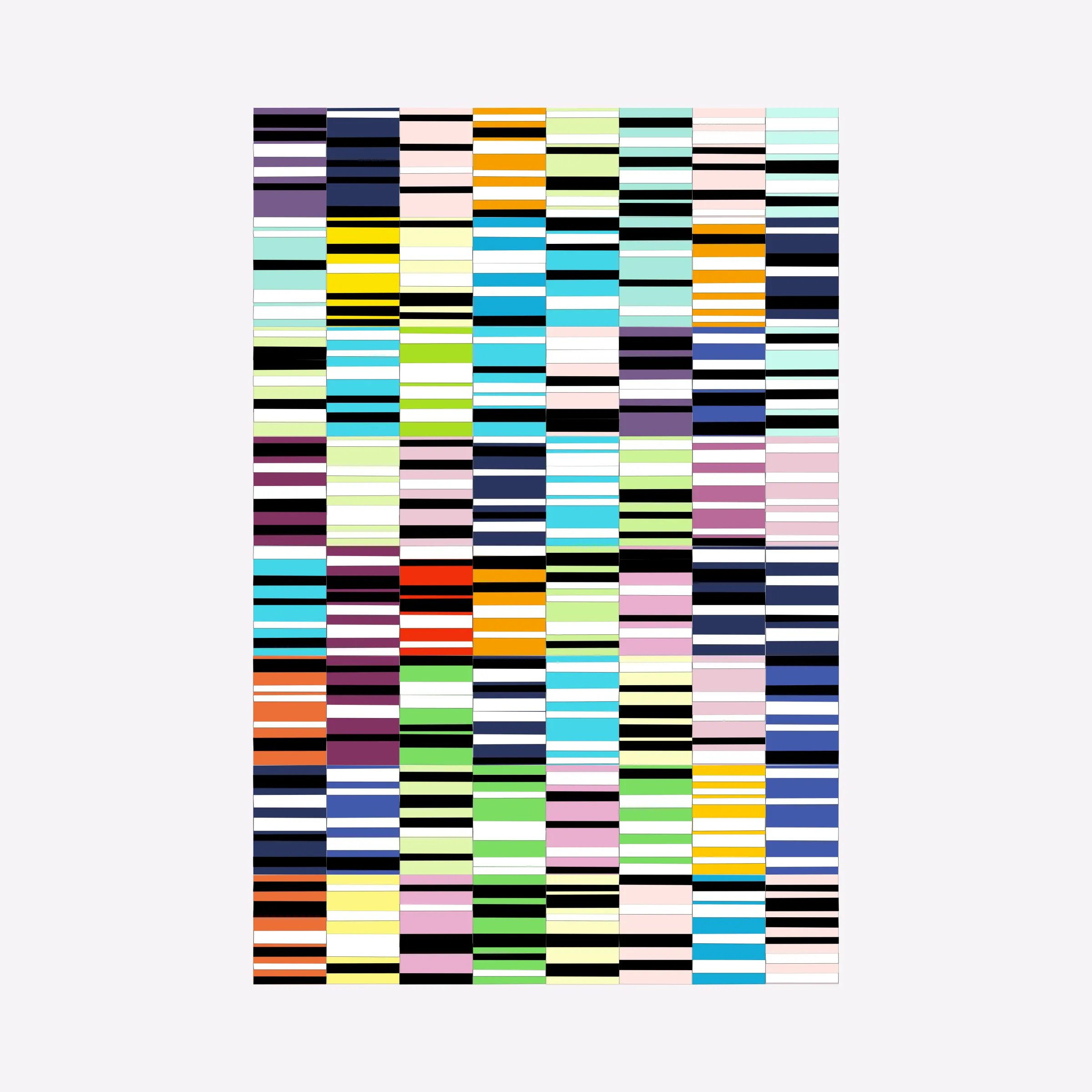 Attempts at perfection are destined to fail. This project embraces the impossibility of perfection in human execution and digitally simulates these imperfections.

In his abstract minimalist work, visual artist Wouter Kalis steers away from meaning. Horizontal black and white paper strips are placed on colored paper panels and one strip dictates the placing of the next. However, each attempt at perfection ends in failure. These mistakes have now become the signature of his work and contribute to the depth of content.

Digital representations of minimalist art can be executed to perfection but are less interesting to look at. In this project, artist Wouter Kalis and his son, software engineer Rosco Kalis, together attempt to recreate the human touch in digital art, the imperfection. 

The project displays computer-generated digital works similar to the physical works made out of paper. The colors of the digital panels are directly derived from the colors of the paper used for the physical work. The digital works can thus be reproduced using real paper. Please see the project website for details if you're interested in purchasing a handmade physical reproduction of your NFT.