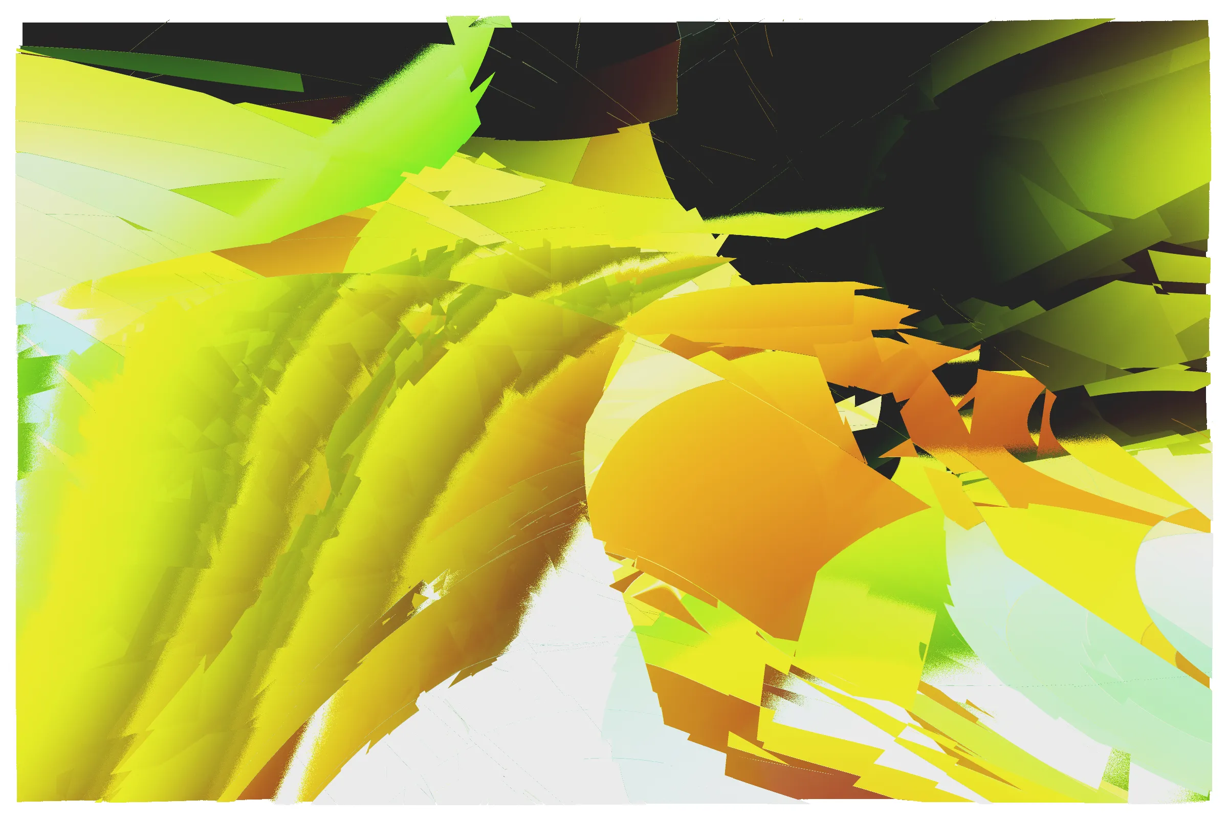 *Erratic : irregular in performance, behaviour, or attitude; inconsistent and unpredictable*

One’s harmony with the world can become severed while experiencing stress. Feeling lost or confused within a clouded mind, struggling to call upon a creative muse, defending your self-worth against creeping doubts, and projecting flashes of anger towards others. This torrent of bubbling turmoil can sustain by fixating on the moments of chaos, past, and present. Continuing to feed the storm in this way ultimately will lead to burdensome strife and a ravaged mind.

As a nascent artist working to hone my artistic abilities and establish myself within a historical art movement, I have often experienced stress along my journey. This collection captures these internal struggles as fragmented waves of colour arranged across a spectrum of relative calms, chaotic bursts, and winding paths. Each piece reflects a unique sense of uncertainty.

My intent for Erratic was to challenge myself to create a purist’s form of generative art, wherein a set of randomized values are shaped to be used directly as inputs into an instruction path that is consistent in execution and does not use branching conditionals as a means of achieving variety in composition, colour or form. By actively rejecting predetermined features in favour of shaping a domain that is acted upon consistently, I felt I could achieve occurrences of uniquely identifiable emergent design that I otherwise may not have discovered. The work begins with a euclidean coordinate space intended to render a smoothed half-torus which is then randomly mutated through progressive iterations of translations, rotations, polar reflections, slices, twists, and distortions. This pattern of operations produces a nearly infinite set, shaped only by the defined input ranges, from which each piece will be minted. Any knowledge of the instantiated values before viewing could not lead to any reasonable prediction of what will be rendered.