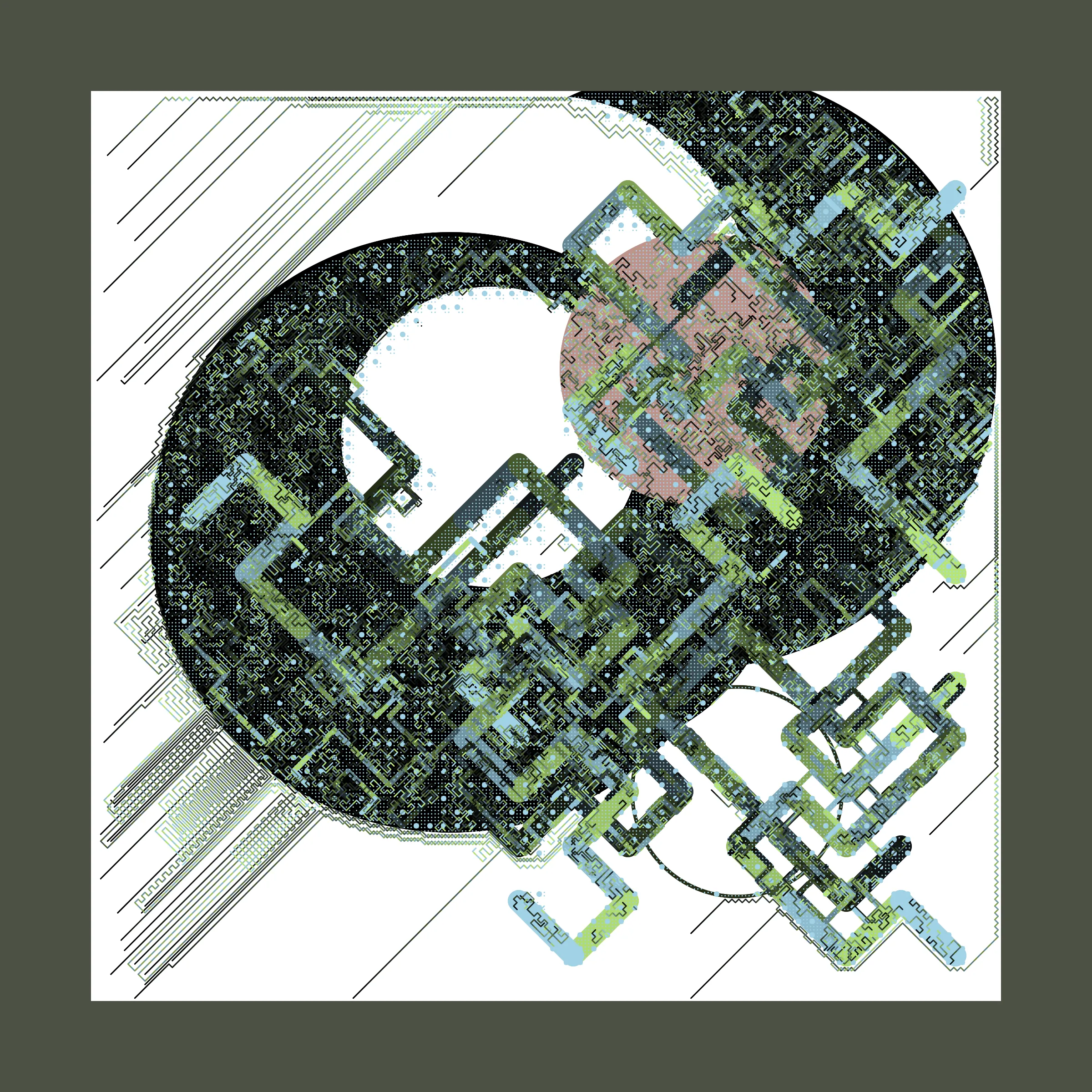 ﻿Abstraction is a complex abstract artwork created in several stages where each new element drawn takes into account the elements drawn in the previous stages.
