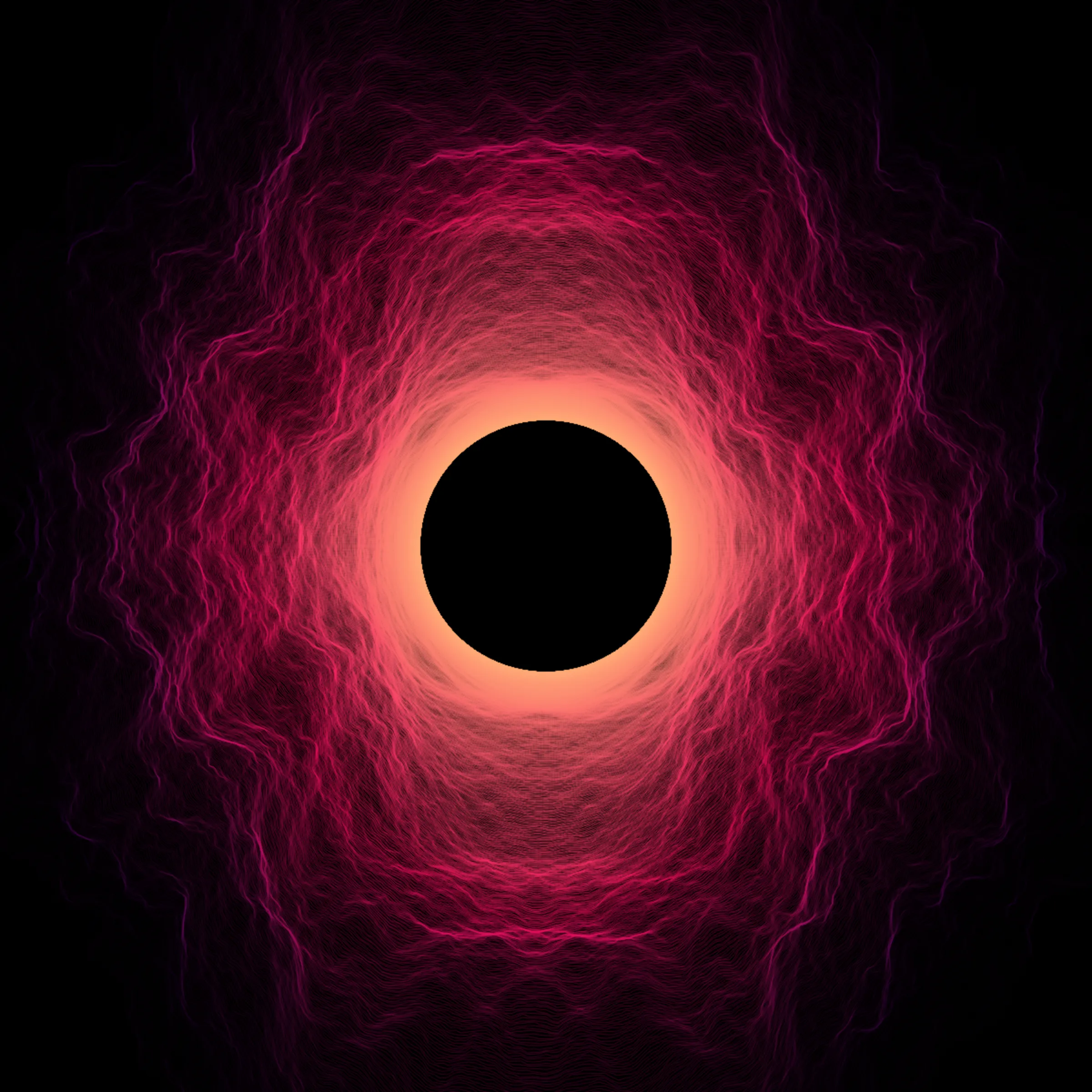 Every Singularity is unique. Each form’s properties; Symmetry, Chaos, Mass, Force and Turbulence are driven by data extracted from the transaction hash.