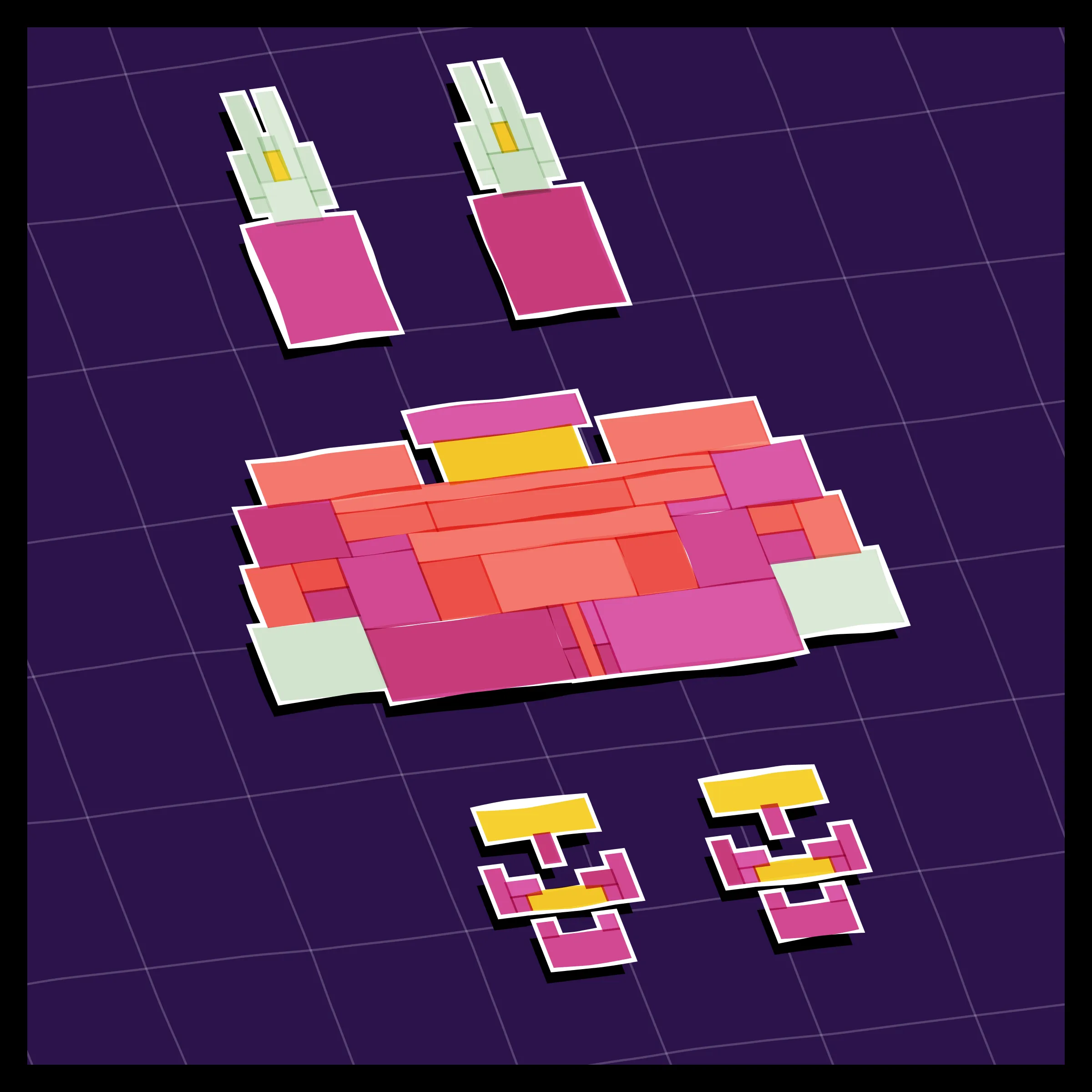 Perfectly symmetric - imperfectly drawn. Exploring the contrast between precision and chance in a playful spacecraft / papercraft setting. 