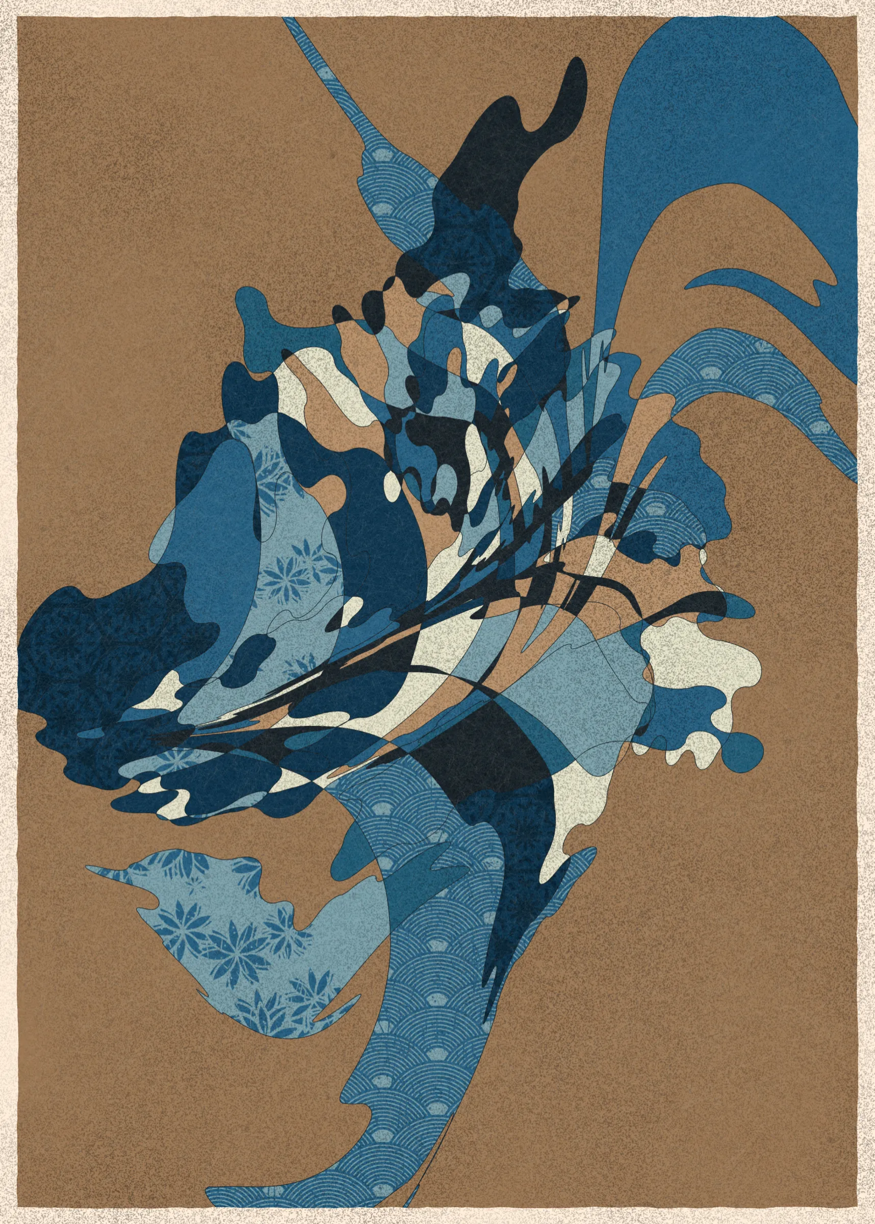 Memories of Qilin is inspired by traditional East Asian art. It channels the sense of movement and fluidity found in classical Chinese brushwork, while drawing from the colors, patterns, and forms of ukiyo-e woodblock prints. 

The series explores elements of folklore, evoking the mythological imagery of dragons, phoenixes, flowers, and mountains.  The title references a fabled chimerical beast found throughout East Asian mythology (while the qilin is its Chinese name, it is also known in Korea as the girin and Japan as the kirin) that represents prosperity and luck.

Viewers are invited to interpret elusive forms that verge on representation. As with the stories passed on through generations, each piece is imagined, organic, and ever-in-flux.