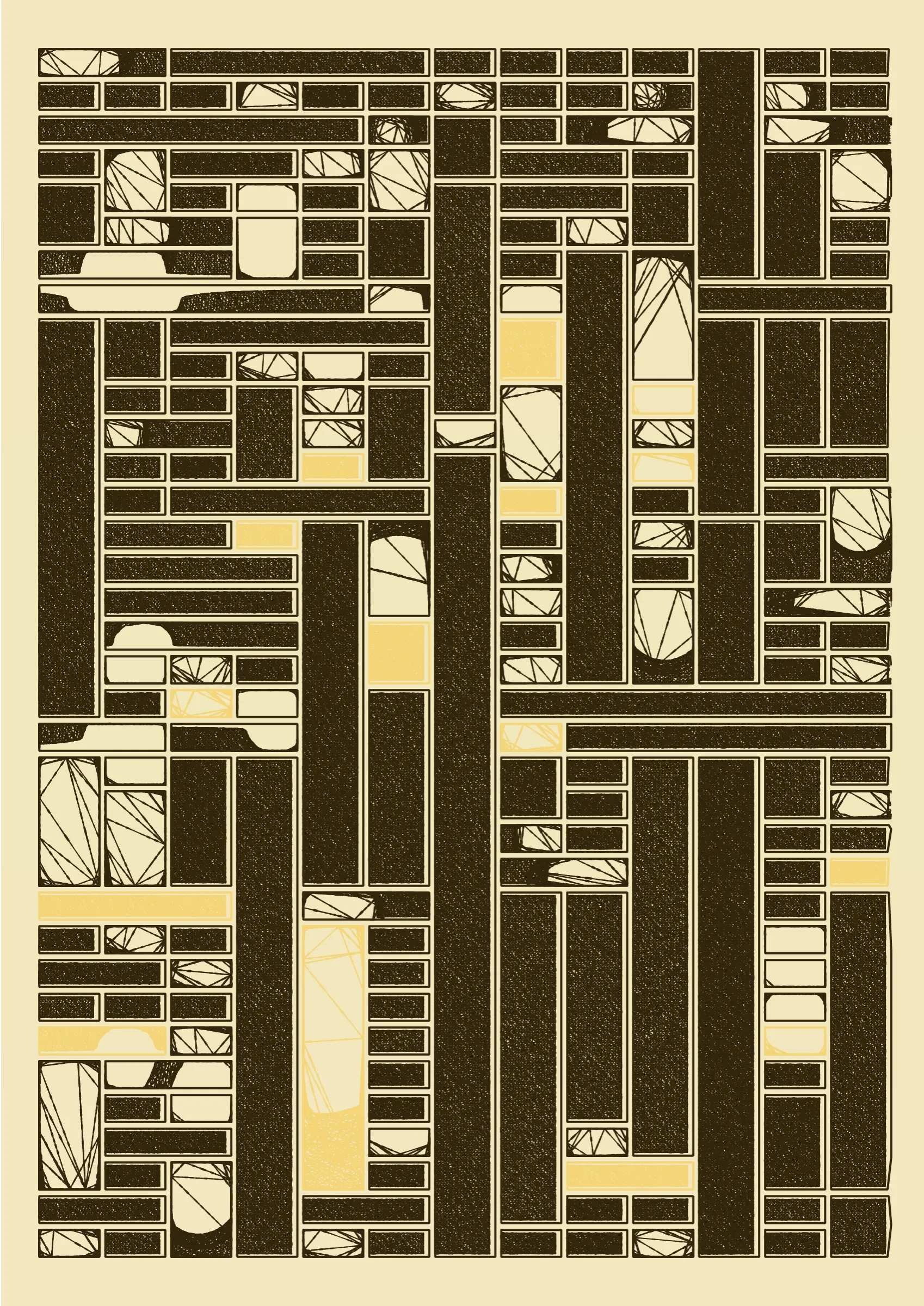 "Edifice" is a series of 976 massive, deteriorating structures built on strange terrain. It is an exploration of buildings being conceptualized, constructed, and eroded away under a wide variety of conditions. Edifice's outputs run the gamut between minimal and maximal, with some showing few large, static blocks of color, and others many small, highly textured and warped shapes. Each image is progressively constructed in front of the viewer's eyes. It is a system full of surprises that I'm excited to share with the world.