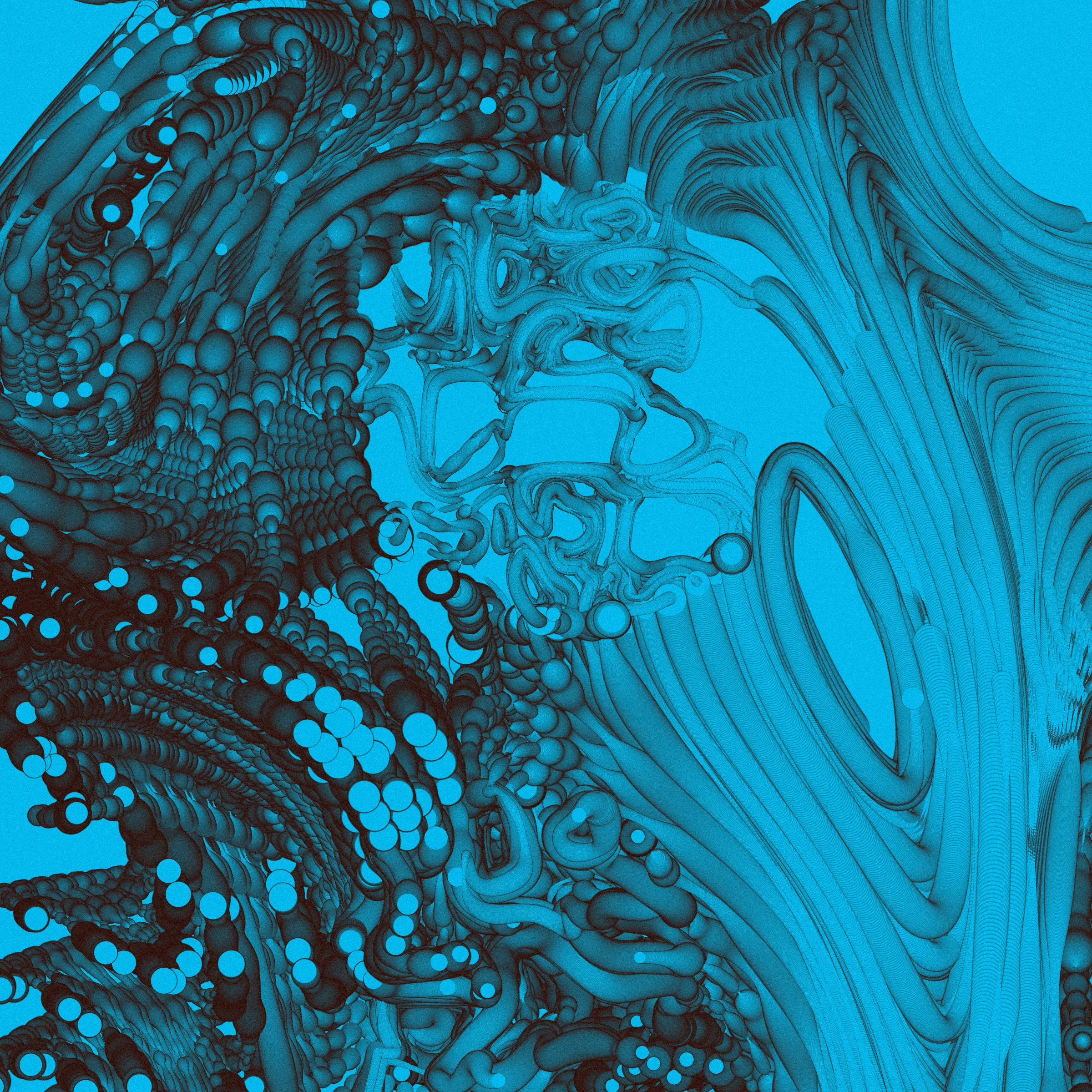 Drifting apart as the little islands that we are, you may ask yourself
_What is bigger - the inner space or the outer?_

This project was inspired by the multitudes we keep within us. The harsh shadows and the combination of pure 2d rendering with a 3d effect mimic feelings of separation from the rest of the world. Their undetermined scale reflects the seemingly unlimited depths of consciousness.

_The Inner World_ starts its rendering from one or more circular cores representing the centers of our personalities. Each of these cores spawns various thoughts and emotions, flowing as tendrils through the scene, making connections among themselves or reaching for the outside. Their movement ranges from straight and orderly to (seemingly) chaotic, sometimes twisting the clean underlying personality center into a completely different shape. Two rendering styles (illustrative and shaded) with palettes ranging from cool, gloomy and serious to cheerful or dramatic reflect the variety of predispositions.

While waiting for the rendering to complete, look at the focus animation highlighting the circular cores of your piece. You're invited to spend this time pondering how everything you know, everything you have or will ever experience, and even the most majestic sights from stars to microbes fit into the space between your ears.