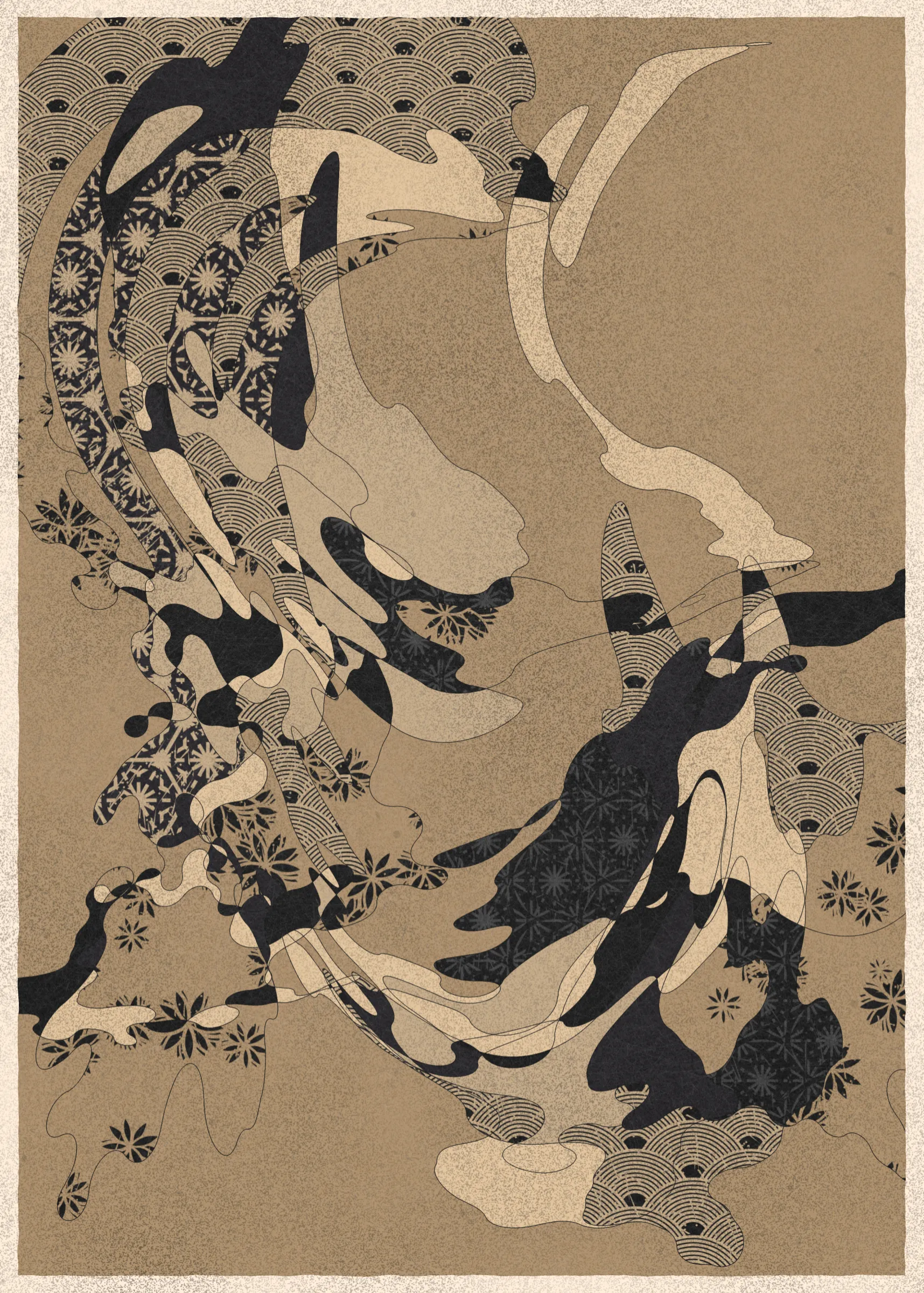 Memories of Qilin is inspired by traditional East Asian art. It channels the sense of movement and fluidity found in classical Chinese brushwork, while drawing from the colors, patterns, and forms of ukiyo-e woodblock prints. 

The series explores elements of folklore, evoking the mythological imagery of dragons, phoenixes, flowers, and mountains.  The title references a fabled chimerical beast found throughout East Asian mythology (while the qilin is its Chinese name, it is also known in Korea as the girin and Japan as the kirin) that represents prosperity and luck.

Viewers are invited to interpret elusive forms that verge on representation. As with the stories passed on through generations, each piece is imagined, organic, and ever-in-flux.