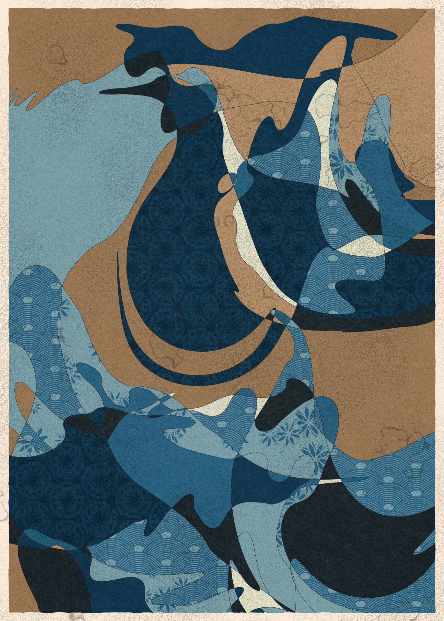 Memories of Qilin is inspired by traditional East Asian art. It channels the sense of movement and fluidity found in classical Chinese brushwork, while drawing from the colors, patterns, and forms of ukiyo-e woodblock prints. 

The series explores elements of folklore, evoking the mythological imagery of dragons, phoenixes, flowers, and mountains.  The title references a fabled chimerical beast found throughout East Asian mythology (while the qilin is its Chinese name, it is also known in Korea as the girin and Japan as the kirin) that represents prosperity and luck.

Viewers are invited to interpret elusive forms that verge on representation. As with the stories passed on through generations, each piece is imagined, organic, and ever-in-flux.