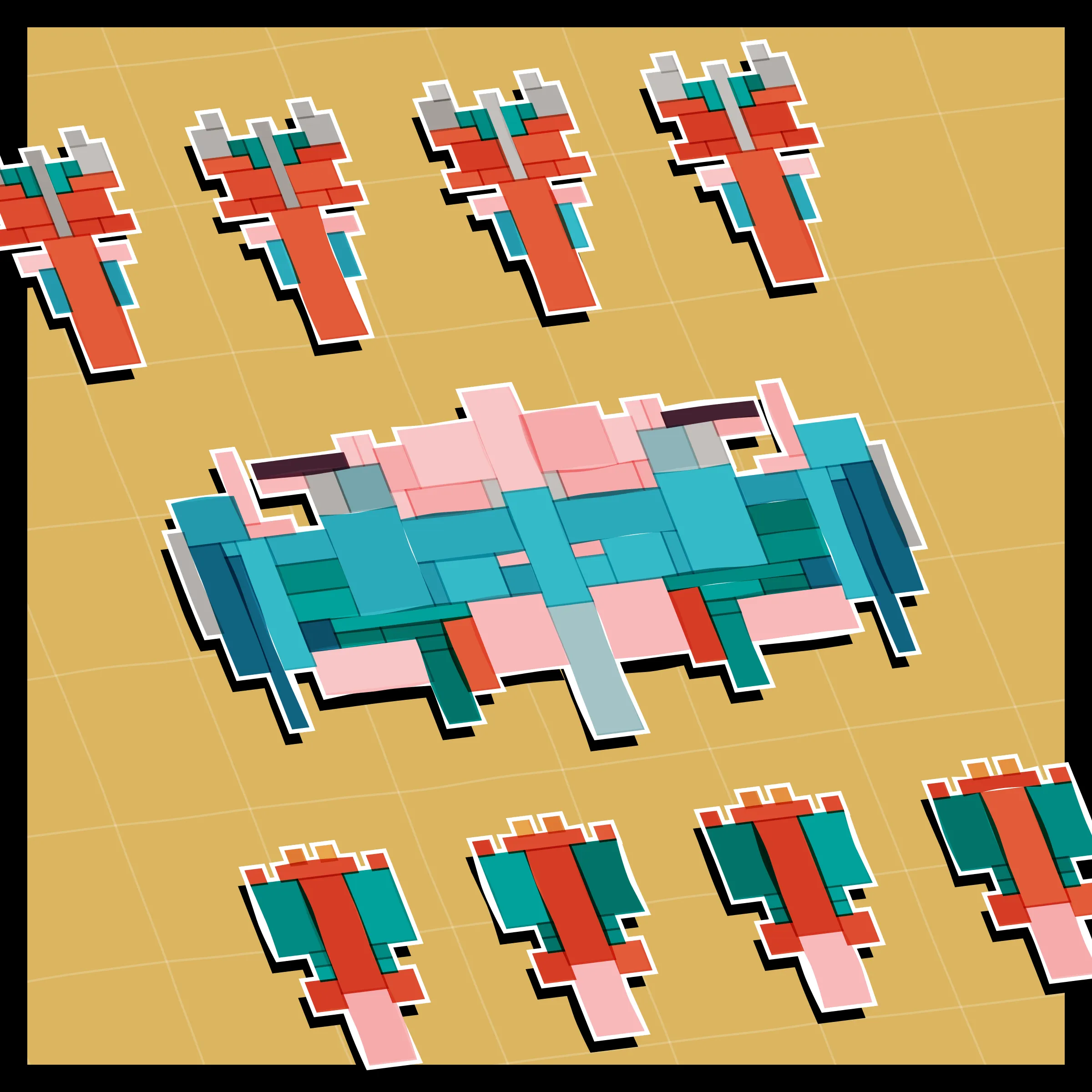 Perfectly symmetric - imperfectly drawn. Exploring the contrast between precision and chance in a playful spacecraft / papercraft setting. 