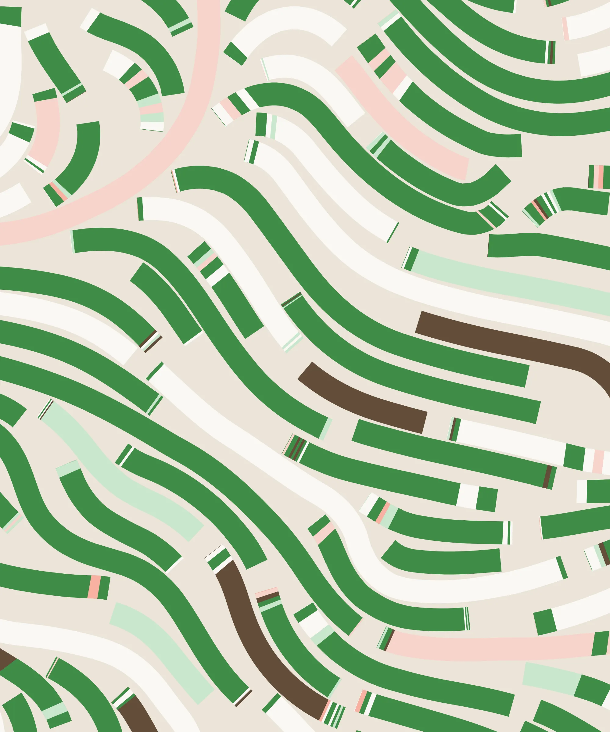 Fidenza is by far my most versatile algorithm to date. Although the program stays focused on structured curves and blocks, the varieties of scale, organization, texture, and color usage it can employ create a wide array of generative possibilities.