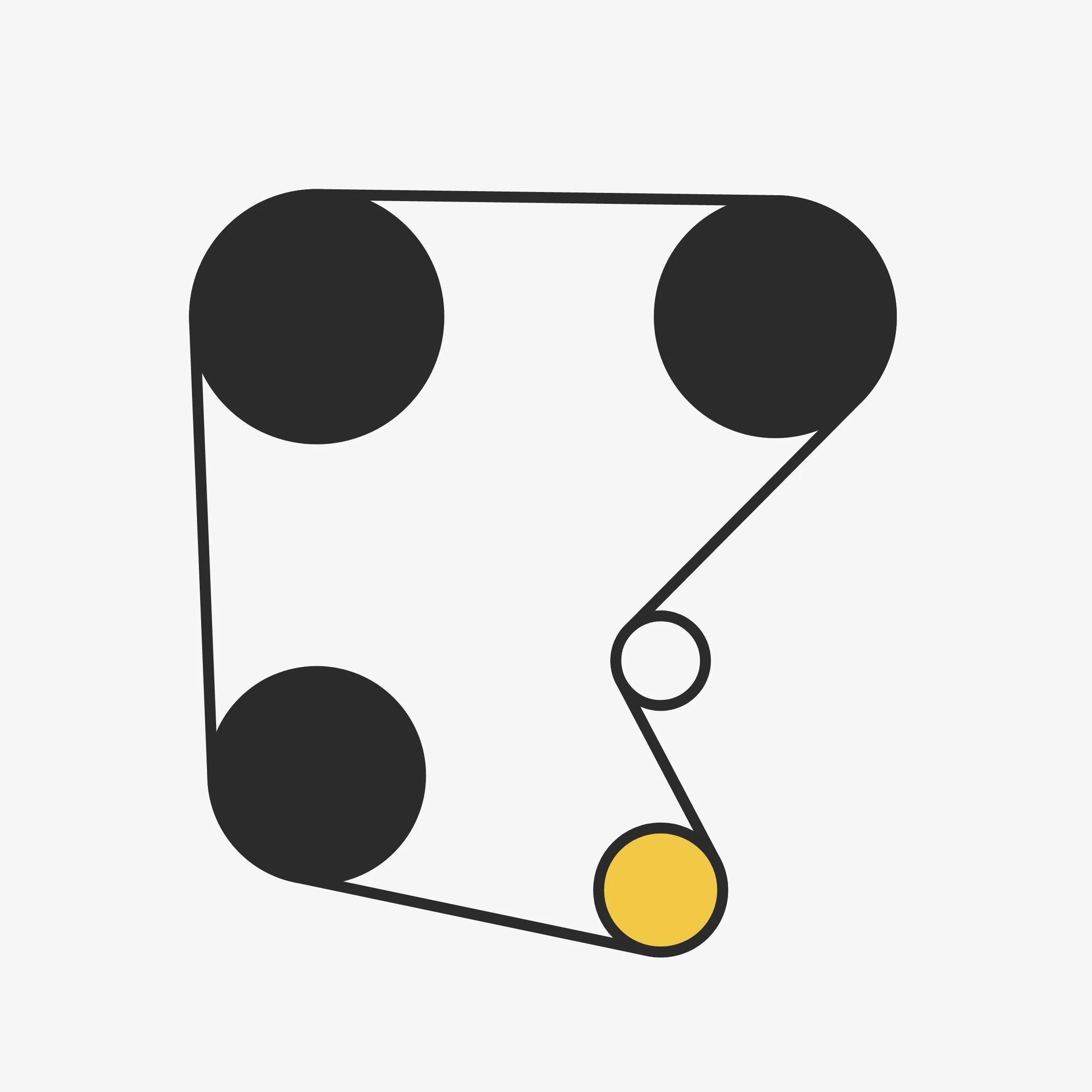 There are an almost infinite number of ways to wrap a string around a set of pegs. On the surface it may seem like a simple concept but prepare to be surprised and delighted at the variety of combinations the algorithm can produce. Each output from 'Ringers' is derived from a unique transaction hash and generated in Javascript in the browser. Feature variations include peg count, sizing, layout, wrap orientation, and a few colorful flourishes for good measure.