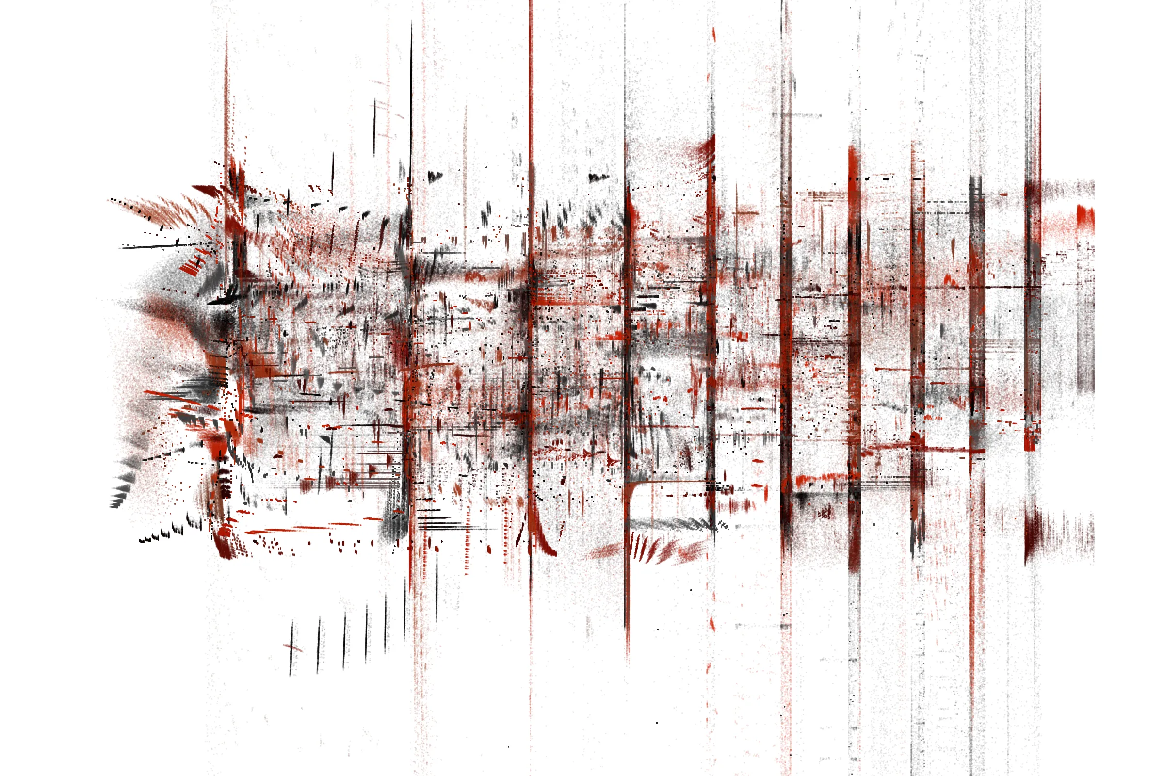 "Attraction" is a system that draws single pixels, one by one, according to a set of rules inspired by the 'Chaos Game'.
Additionally, trigonometric functions may be used to displace pixels, resulting in wave patterns.

All unique properties of each artwork are defined by the token's hash. This hash will set all the parameters: the color palette, the positioning of objects and the rules by which pixels are drawn.

By the nature of this system, several well known patterns from computing and math may appear in the artworks.