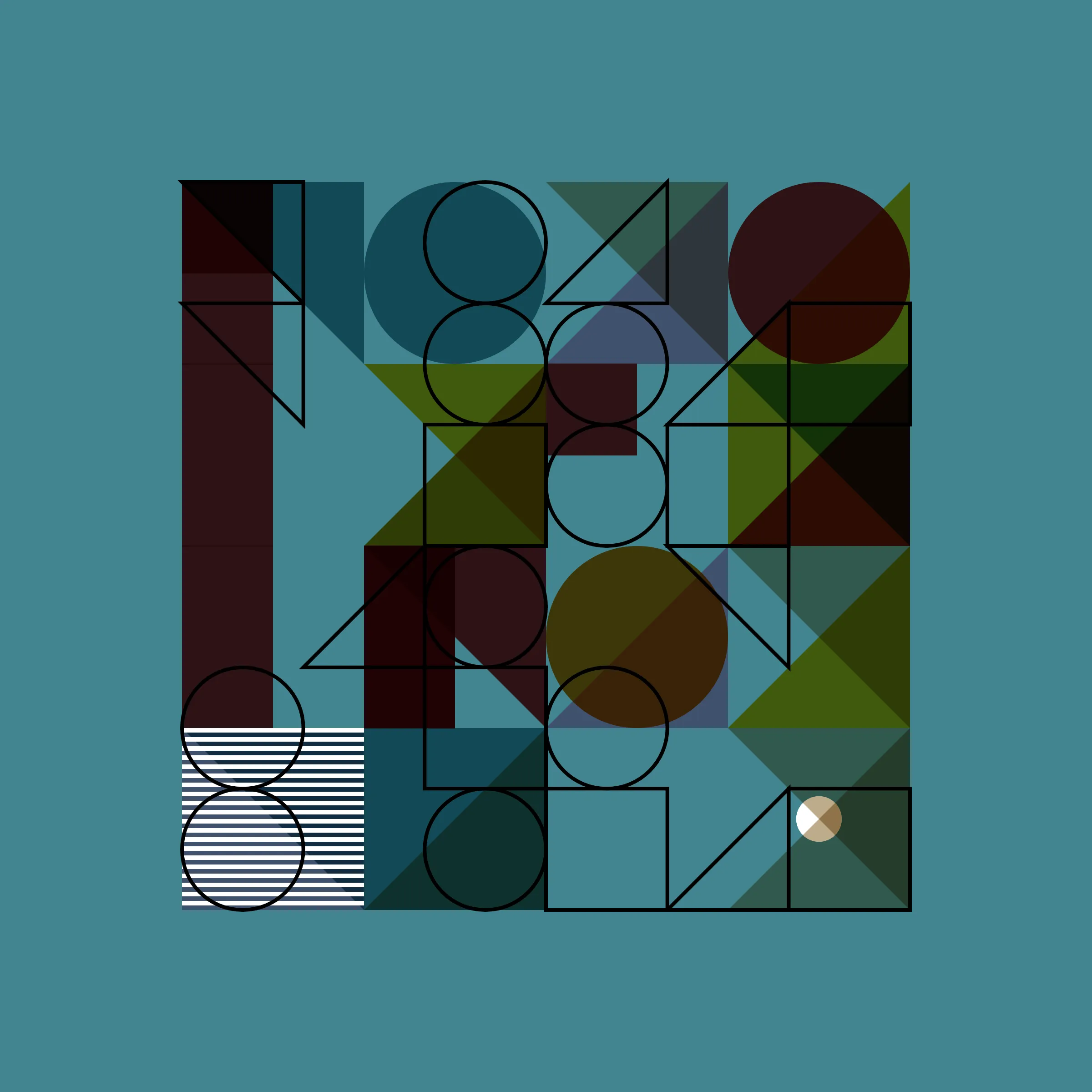 Elementals is inspired by physical printmaking techniques and early Bauhaus principles. It starts with a few basic coloured shapes and arranges them in varying frequencies, sizes, and positions based on a unique transaction hash. Multiple overlaid variable grids allow for myriad layouts and opportunities for colour interaction. The goal is to create pieces that feel both intentional in composition and part of the same family.