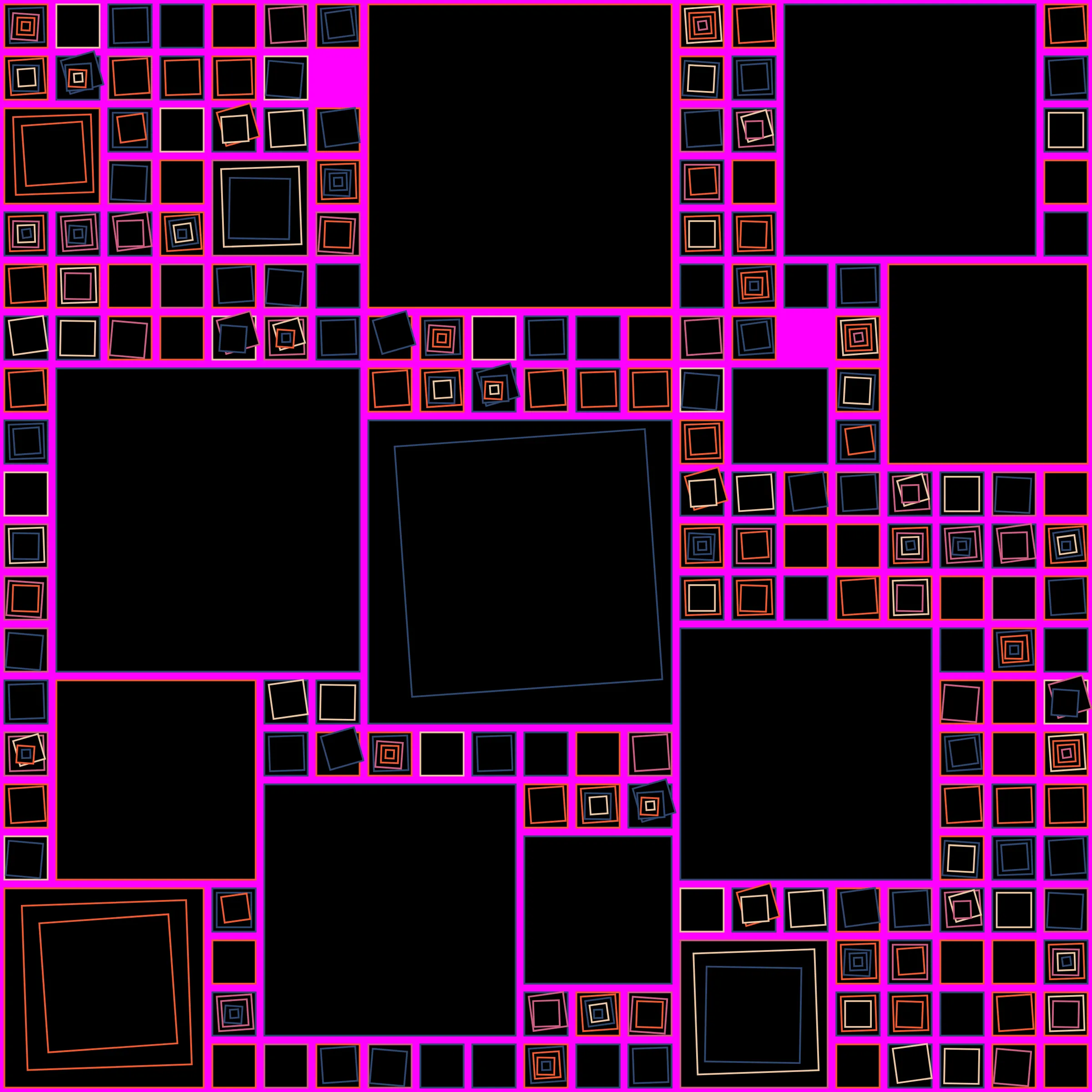 My interpretation of Aerial View is a bird's Eye View over a city block with illuminated/twisted buildings and light trails. It uses an on-chain stored algorithm to represent the generative artwork based on a hash. Each Aerial comes with different distances, building elevations, rotations and colors. Welcome to my genesis project and the first step on my on-chain journey!