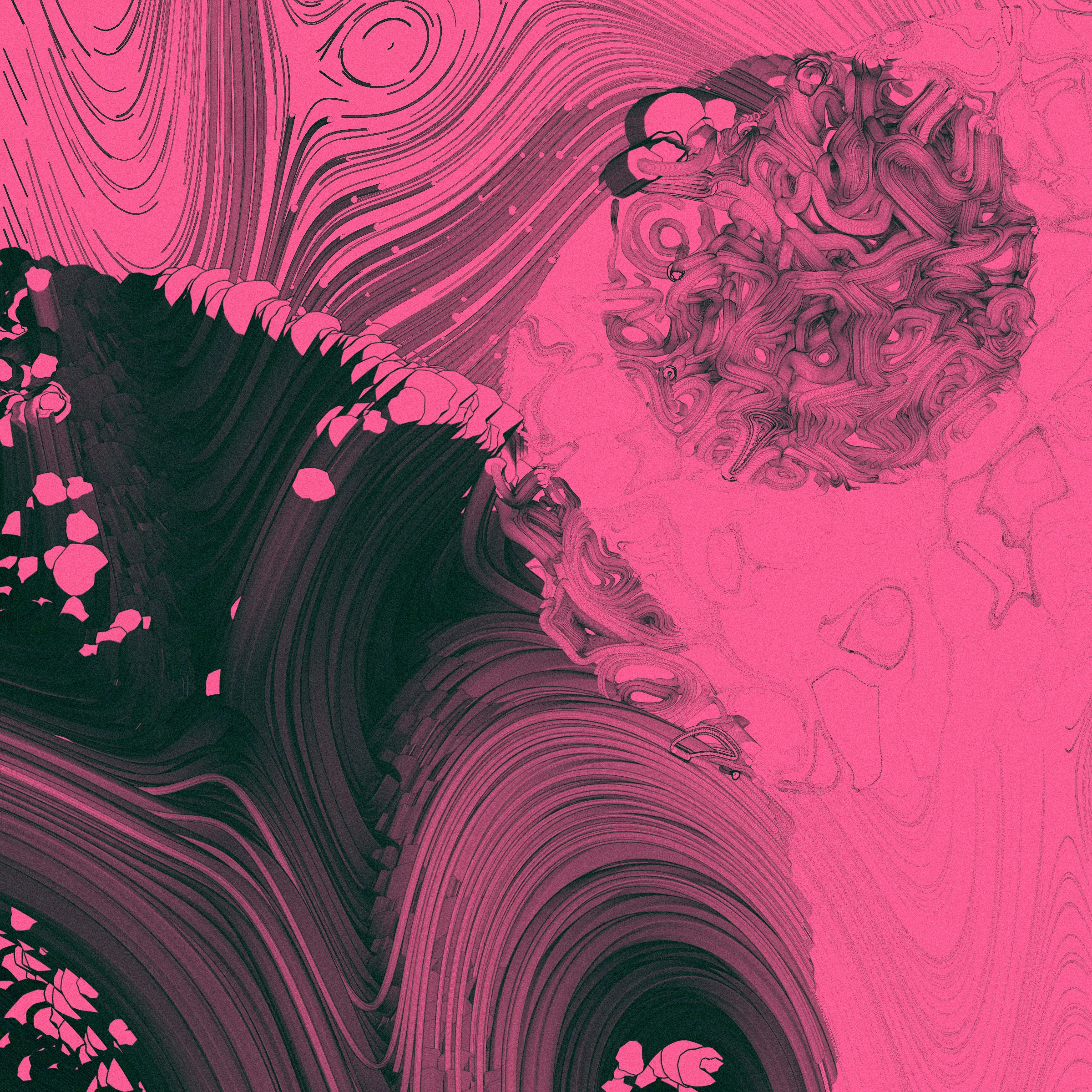 Drifting apart as the little islands that we are, you may ask yourself
_What is bigger - the inner space or the outer?_

This project was inspired by the multitudes we keep within us. The harsh shadows and the combination of pure 2d rendering with a 3d effect mimic feelings of separation from the rest of the world. Their undetermined scale reflects the seemingly unlimited depths of consciousness.

_The Inner World_ starts its rendering from one or more circular cores representing the centers of our personalities. Each of these cores spawns various thoughts and emotions, flowing as tendrils through the scene, making connections among themselves or reaching for the outside. Their movement ranges from straight and orderly to (seemingly) chaotic, sometimes twisting the clean underlying personality center into a completely different shape. Two rendering styles (illustrative and shaded) with palettes ranging from cool, gloomy and serious to cheerful or dramatic reflect the variety of predispositions.

While waiting for the rendering to complete, look at the focus animation highlighting the circular cores of your piece. You're invited to spend this time pondering how everything you know, everything you have or will ever experience, and even the most majestic sights from stars to microbes fit into the space between your ears.