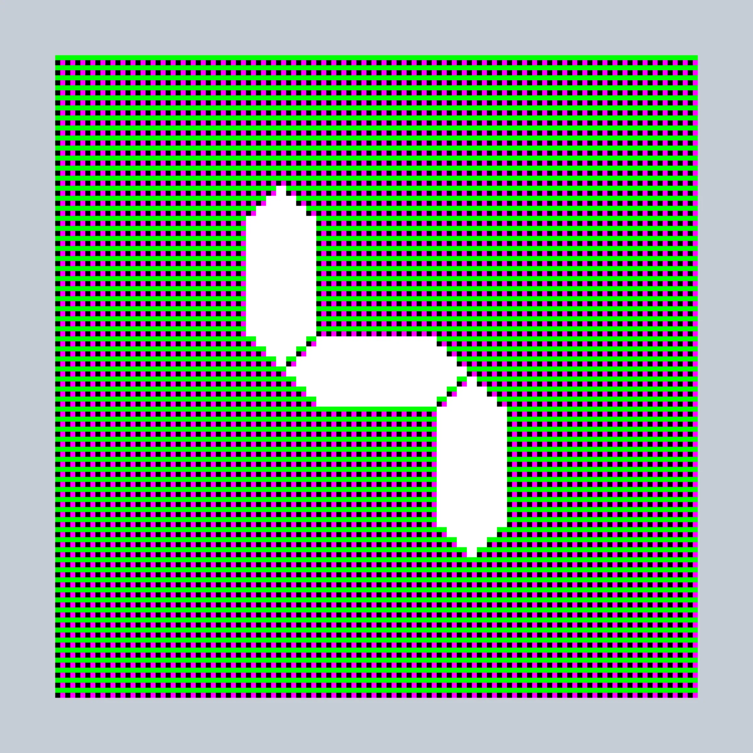 The essence of all things digital is– the bit. One or Zero. On or Off. Where digital becomes analog. This piece pays tribute to our digital legacy of 8-bit color and 7-segment LED displays– technological limitations which are mirrored in the constraints of putting art on the blockchain. Although the image represents the art, the art of the token itself is the code– which renders everything bitwise, pixel by pixel, all contained within 27-bits of information.