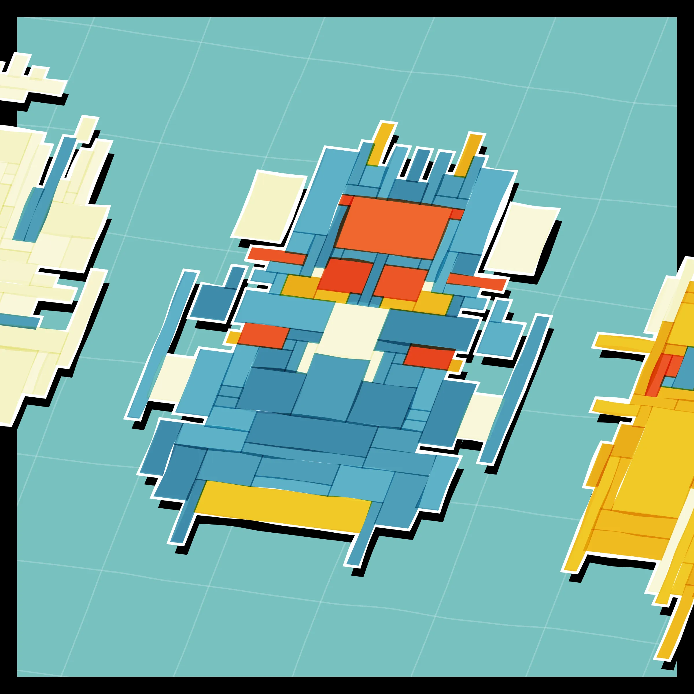 Perfectly symmetric - imperfectly drawn. Exploring the contrast between precision and chance in a playful spacecraft / papercraft setting. 
