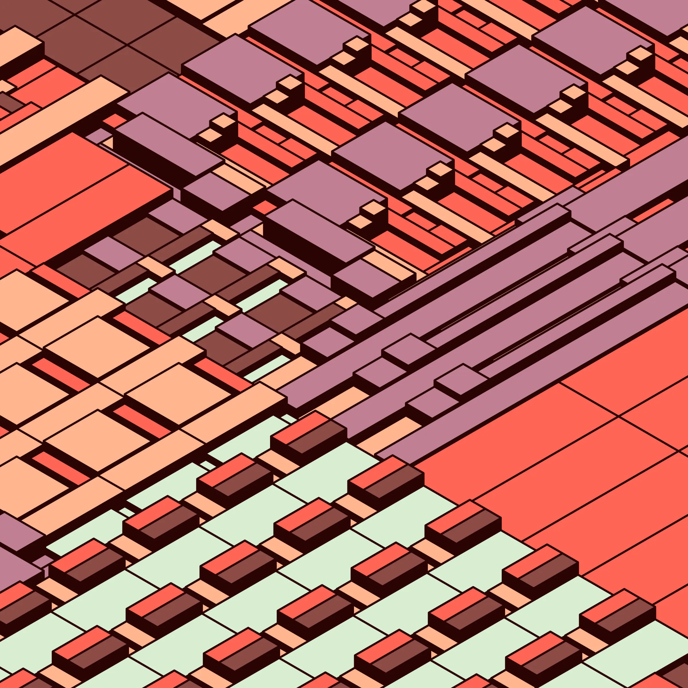 Archetype explores the use of repetition as a counterweight to unruly, random structures. As each single component look chaotic alone, the repetition brings along a sense of intentionality, ultimately resulting in a complex, yet satisfying expression.