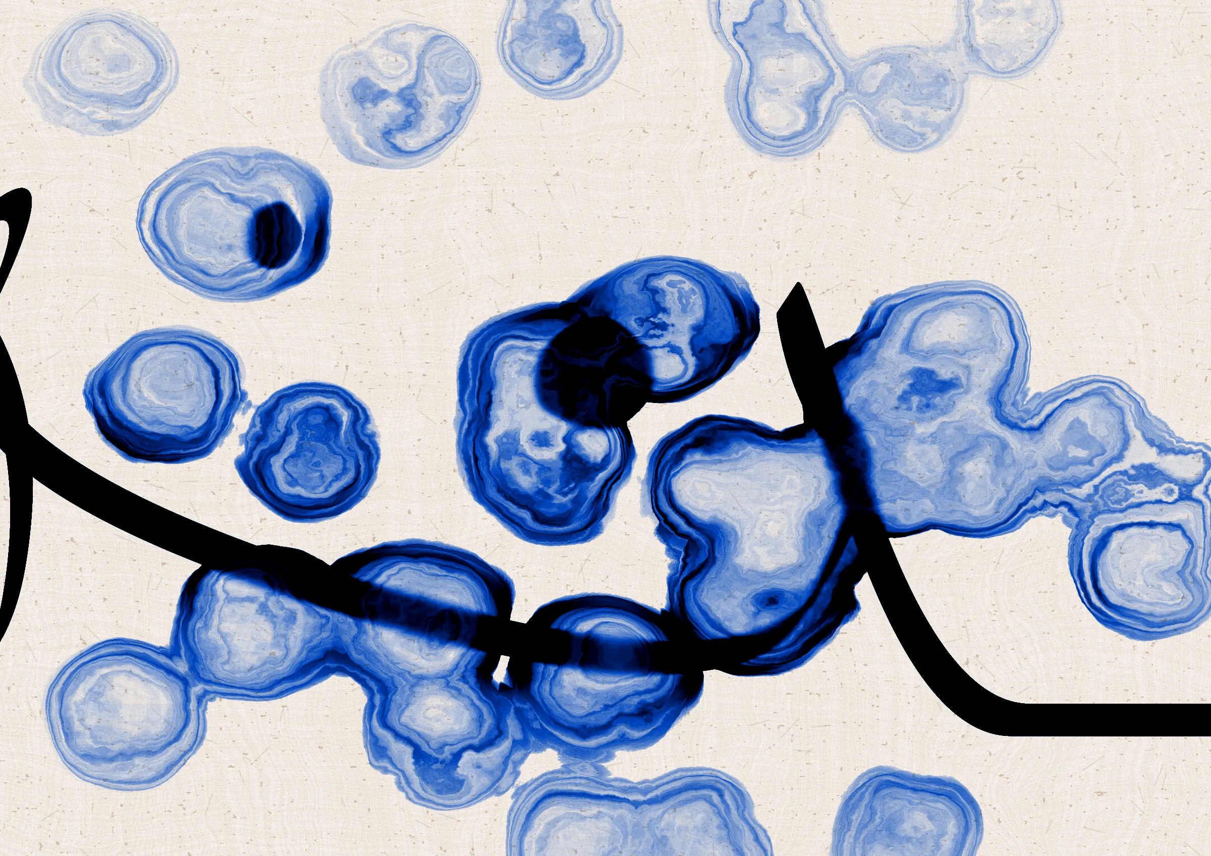 Sudfah (Arabic for "happy accident") is a generative collection celebrating the beauty that can emerge from chaos, mistakes, and accidents.

A single calligraphic line intends to tell one story (sometimes wandering and confused in its own right, but always meandering from one side to the other).

Digital liquid is spilled upon it and takes the ink in directions that are unexpected, uncontrolled, and tell a much more interesting story than the one the line intended.... and often more beautiful.