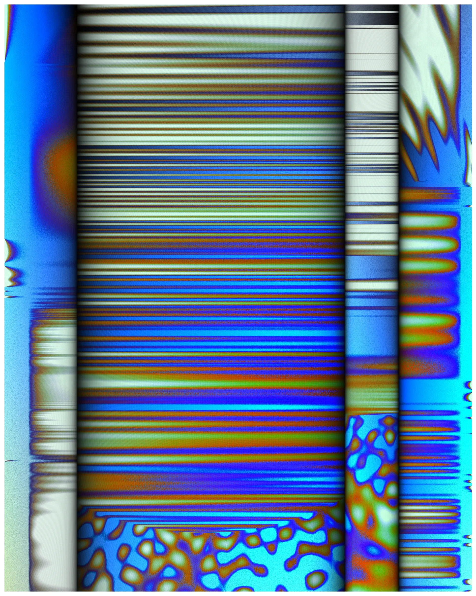 A photon is a particle representing a quantum of light. Because it travels at the speed-of-light, time and space as we understand it do not exist for this elementary particle. The Big Bang was less than an instant ago for the photon and yet it has already traversed the cosmos. Time and space to it is what? It's hard to say. The word non-dual comes to mind.

Some components in Photon’s Dream look like images from an electron microscope. Other parts have a more cosmic or planetary vista. Juxtaposing both creates tension and intrigue where the boundary between fine texture and grand architecture becomes blurred.

The expression ‘One in all: all in one’ is somehow embodied in the wavefield primitives used to make this art. Art that aspires to create both holistic simplicity and the mystery of deep complexity. The quasicrystal and hyperbolic geometry employed here are subjects to the artist that express what is beyond macro and micro, internal and external and ultimately self and other.