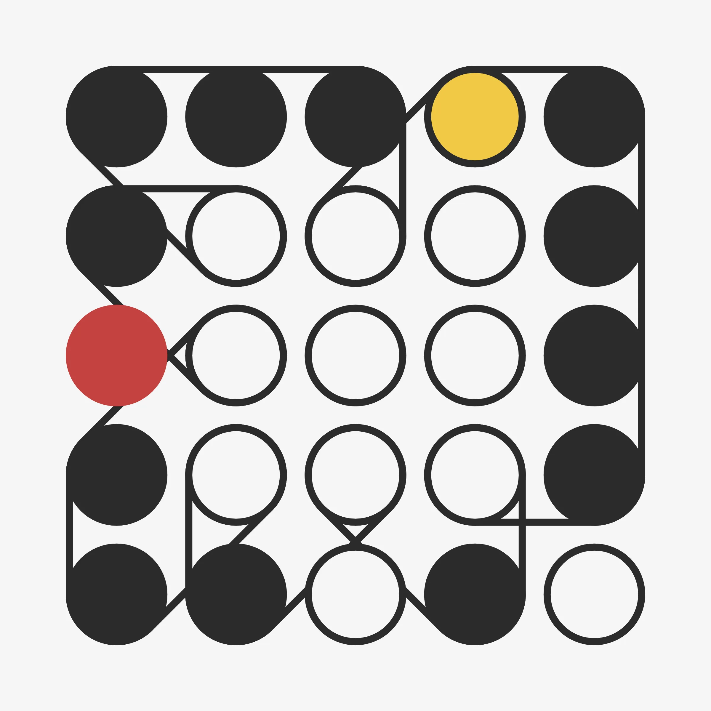 There are an almost infinite number of ways to wrap a string around a set of pegs. On the surface it may seem like a simple concept but prepare to be surprised and delighted at the variety of combinations the algorithm can produce. Each output from 'Ringers' is derived from a unique transaction hash and generated in Javascript in the browser. Feature variations include peg count, sizing, layout, wrap orientation, and a few colorful flourishes for good measure.