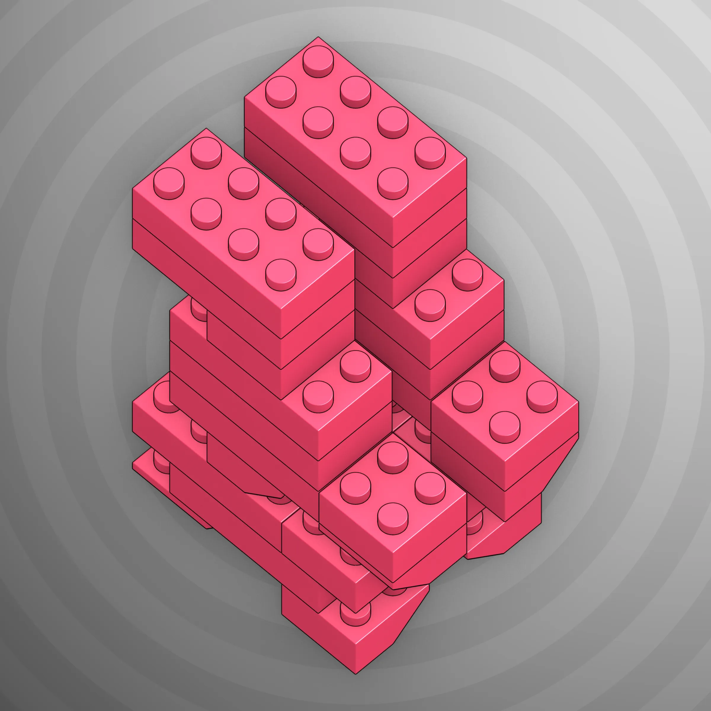 The project focuses on how easily one assigns meaning to seemingly random combinations of blocks, giving them personality and creating emotional connections.

I was inspired by Ringers, in which people see animals and other characters. I wanted to amplify this quality, and the idea of sculptures made of blocks clicked! Endless combinations, funny characters, and my passion for cubes, voxels, and modular systems.

To make the sculptures, I used technique of hybrid voxel raymarching, so we can say, the sculptures are made of colored void in a reflected space. Some of them may seem impossible due to the lack of perspective, but sooner or later it all clicks! It helps to keep in mind that all shapes are symmetrical.

The script uses modern features of GPU so it's supposed to work only on desktop: Chrome, Firefox or Safari