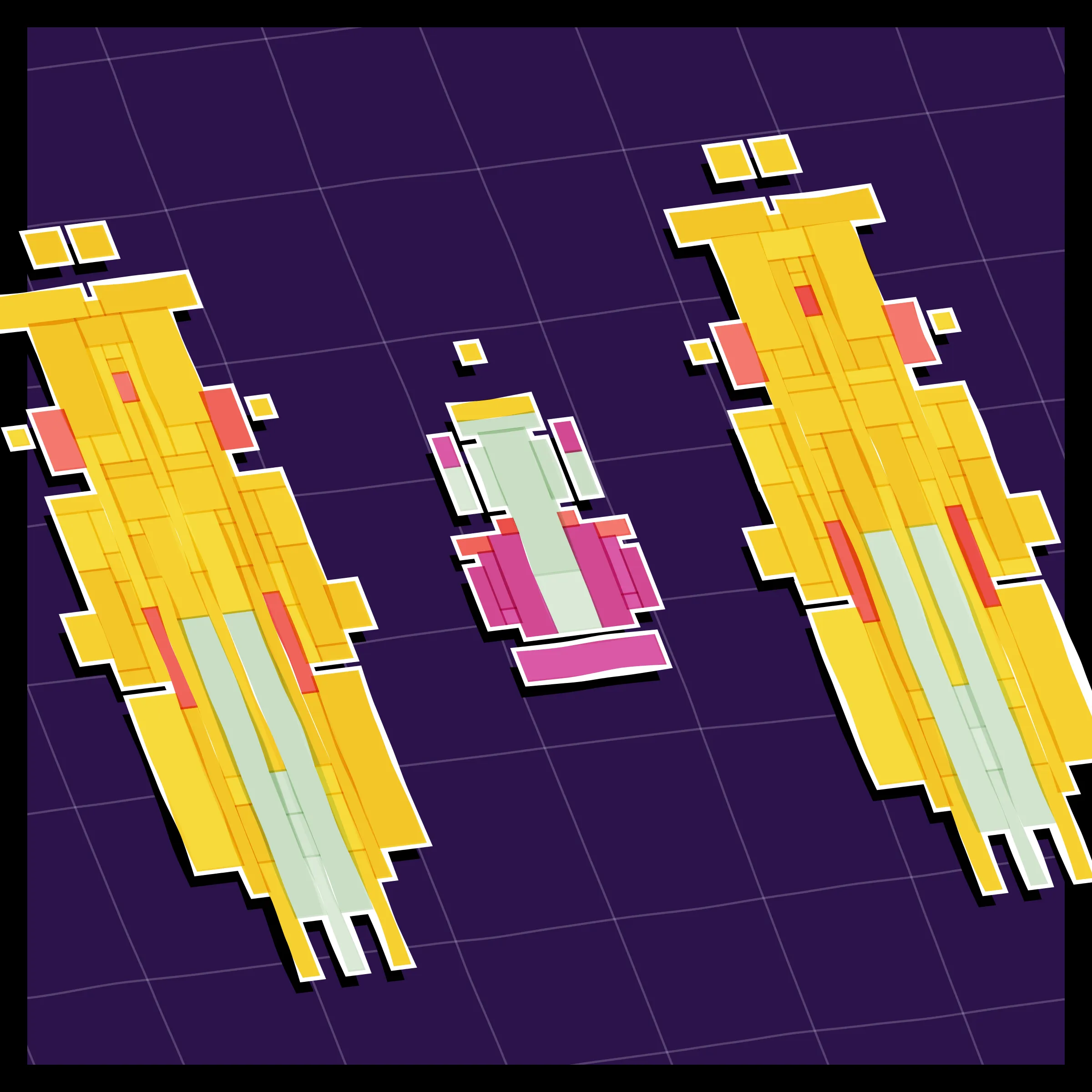 Perfectly symmetric - imperfectly drawn. Exploring the contrast between precision and chance in a playful spacecraft / papercraft setting. 