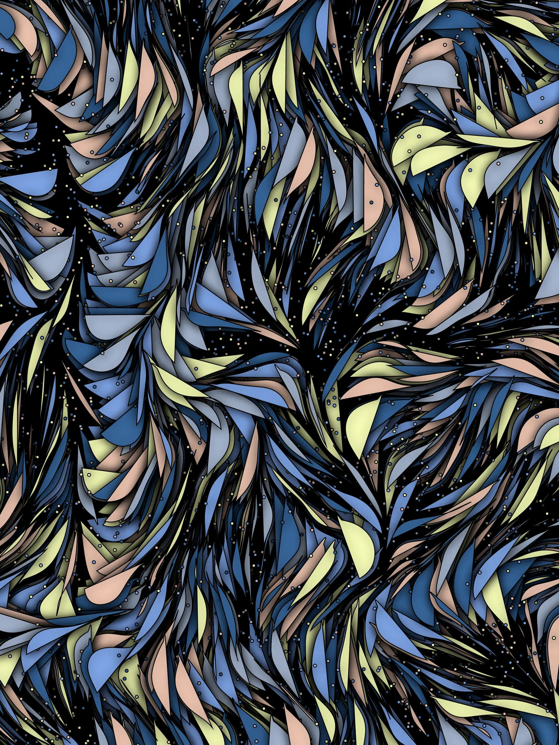 "Foliage" is a moment of pause. The project is born from the futile attempt to catch a breath of wind, the one that no one sees but everyone notices when the leaves hang trembling. Inspired by long days near the Rio de la Plata studying the wind, this series of 250 foliage is an exploration of how angles and colors can generate the illusion of movement and harmony. "Foliage" is inspired on wind data visualizations where the use of angles and vectors speak of a trajectory. Winds, like data, travel through our world leaving a trace;  this time hosted immutably on the Ethereum Blockchain.