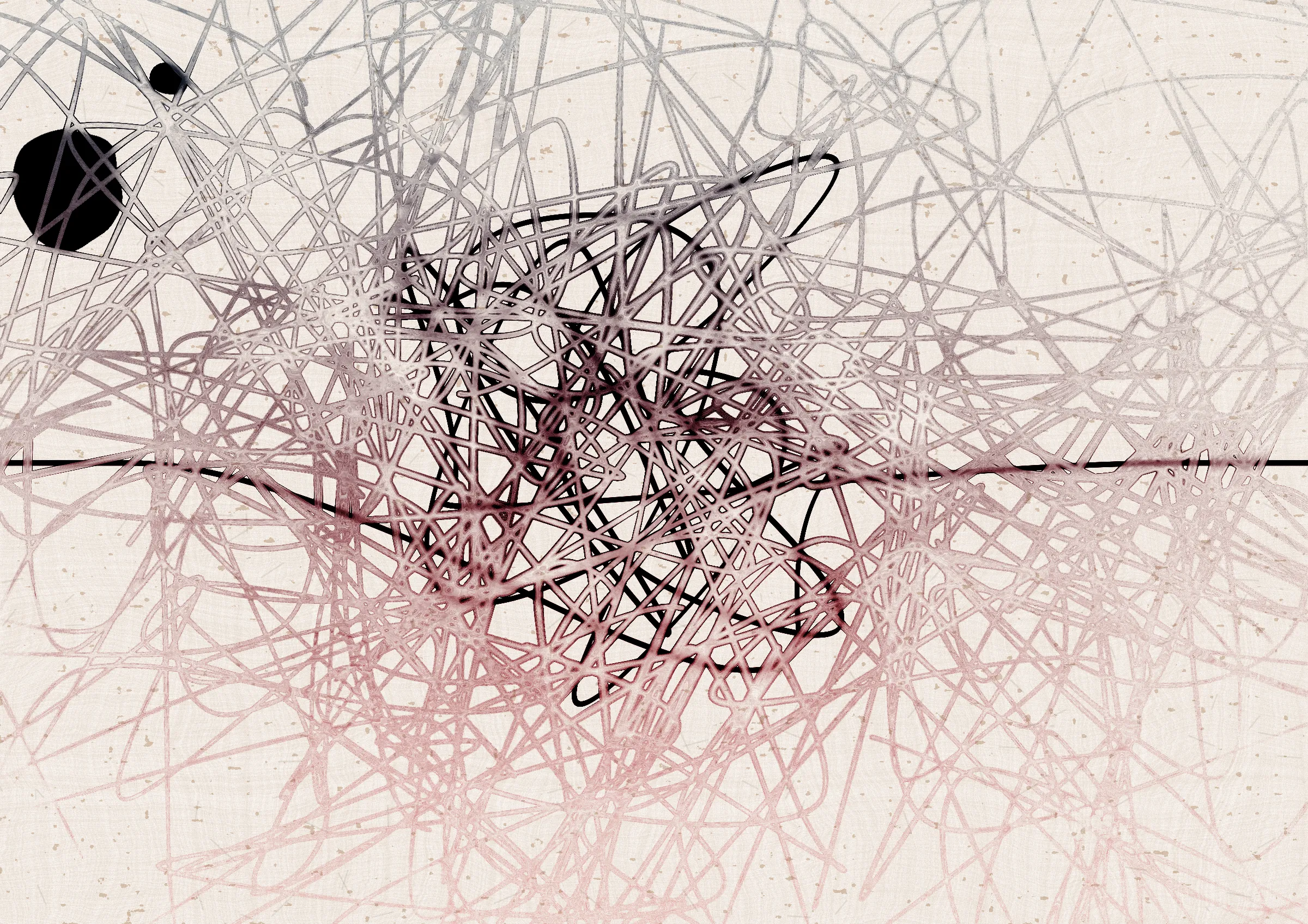 Sudfah (Arabic for "happy accident") is a generative collection celebrating the beauty that can emerge from chaos, mistakes, and accidents.

A single calligraphic line intends to tell one story (sometimes wandering and confused in its own right, but always meandering from one side to the other).

Digital liquid is spilled upon it and takes the ink in directions that are unexpected, uncontrolled, and tell a much more interesting story than the one the line intended.... and often more beautiful.
