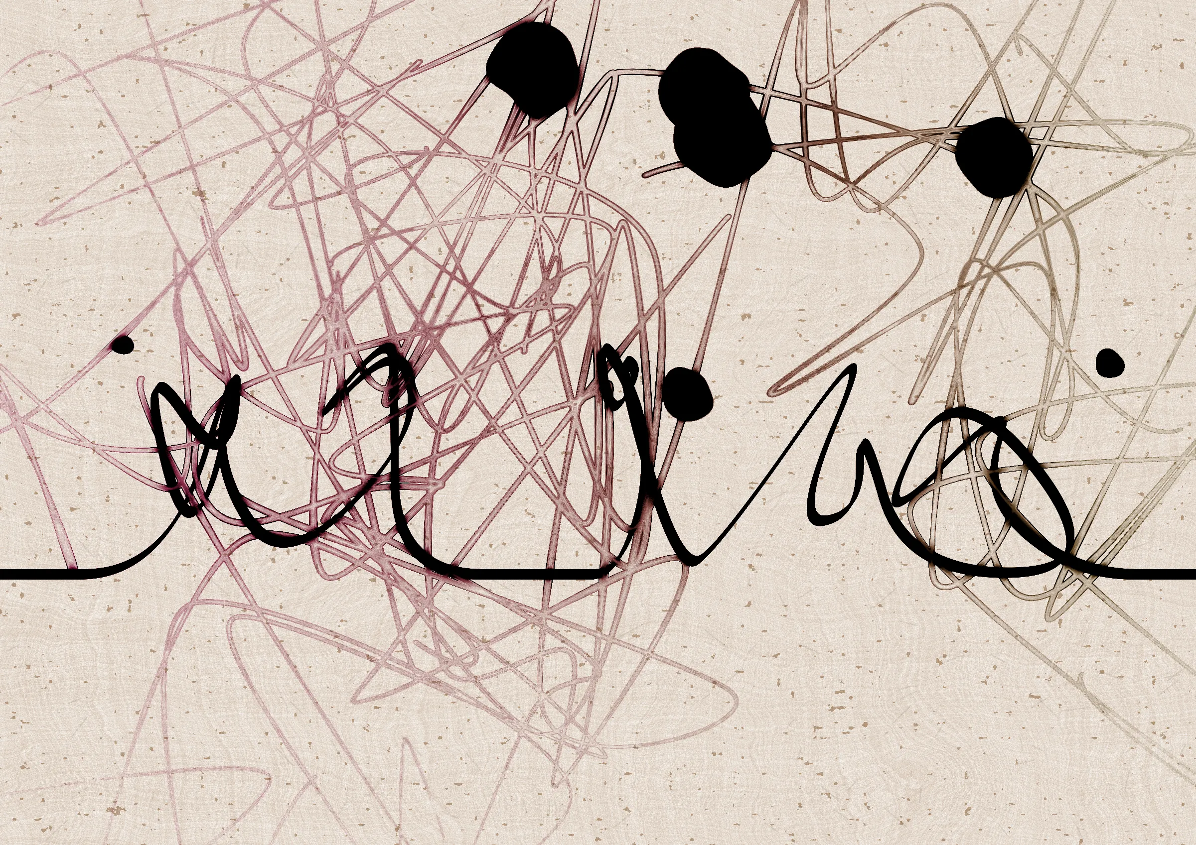 Sudfah (Arabic for "happy accident") is a generative collection celebrating the beauty that can emerge from chaos, mistakes, and accidents.

A single calligraphic line intends to tell one story (sometimes wandering and confused in its own right, but always meandering from one side to the other).

Digital liquid is spilled upon it and takes the ink in directions that are unexpected, uncontrolled, and tell a much more interesting story than the one the line intended.... and often more beautiful.