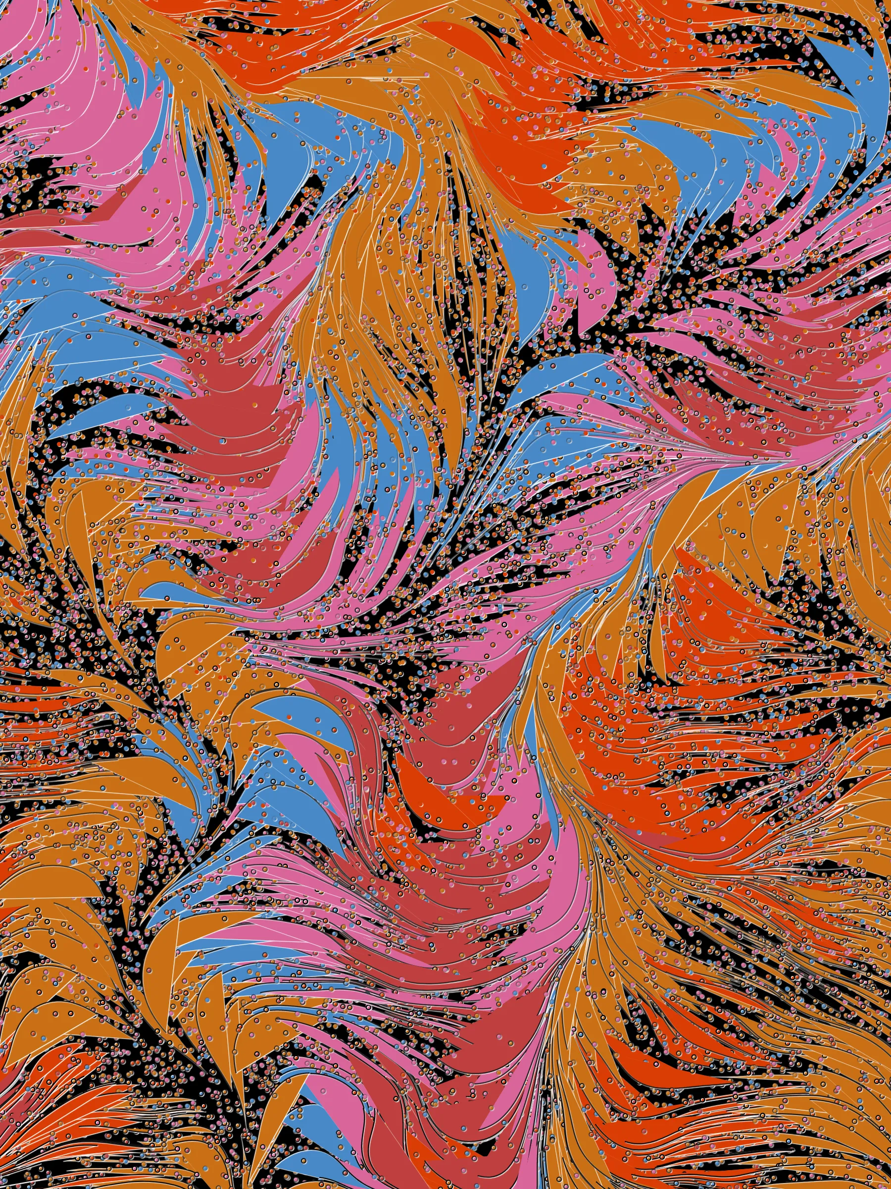 "Foliage" is a moment of pause. The project is born from the futile attempt to catch a breath of wind, the one that no one sees but everyone notices when the leaves hang trembling. Inspired by long days near the Rio de la Plata studying the wind, this series of 250 foliage is an exploration of how angles and colors can generate the illusion of movement and harmony. "Foliage" is inspired on wind data visualizations where the use of angles and vectors speak of a trajectory. Winds, like data, travel through our world leaving a trace;  this time hosted immutably on the Ethereum Blockchain.