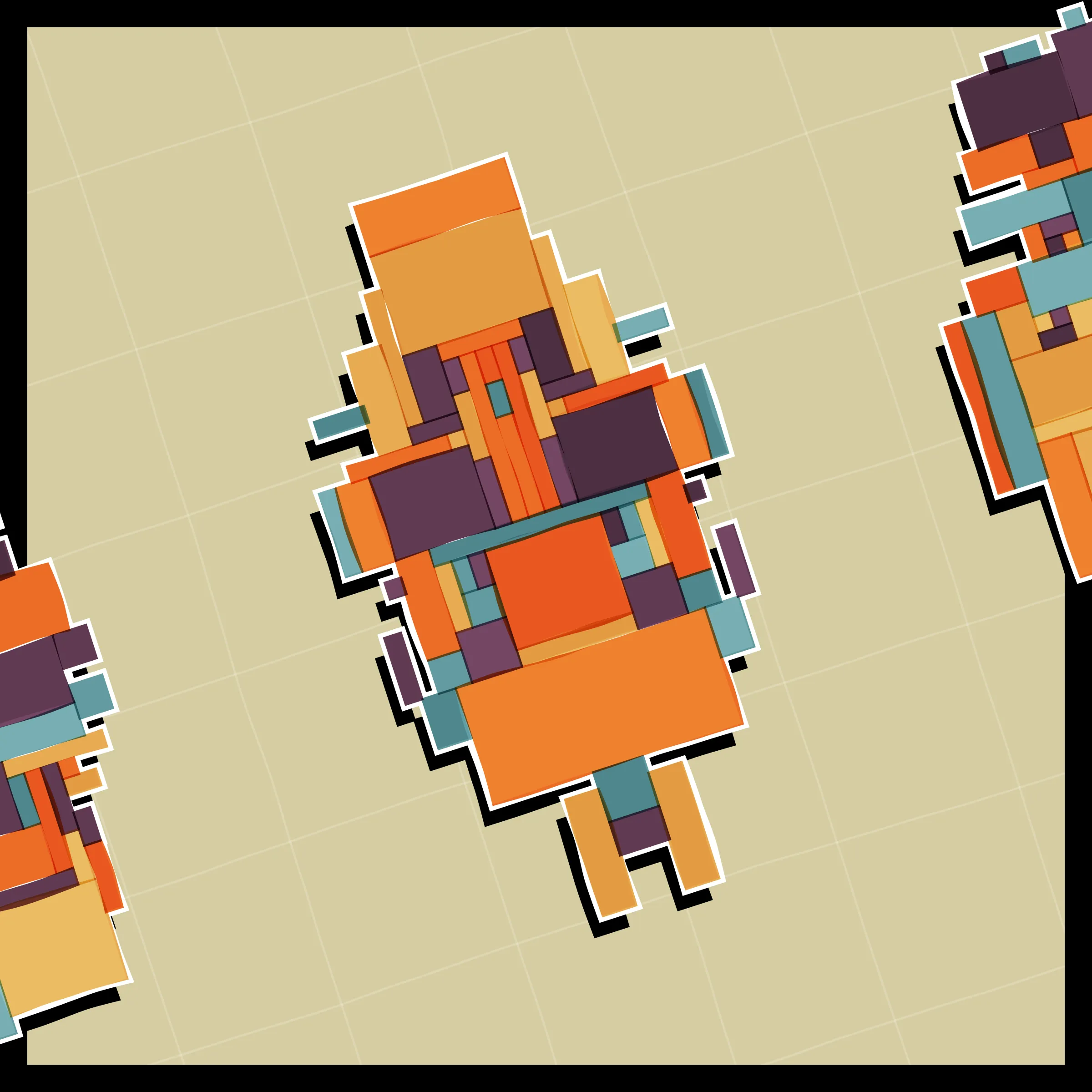 Perfectly symmetric - imperfectly drawn. Exploring the contrast between precision and chance in a playful spacecraft / papercraft setting. 