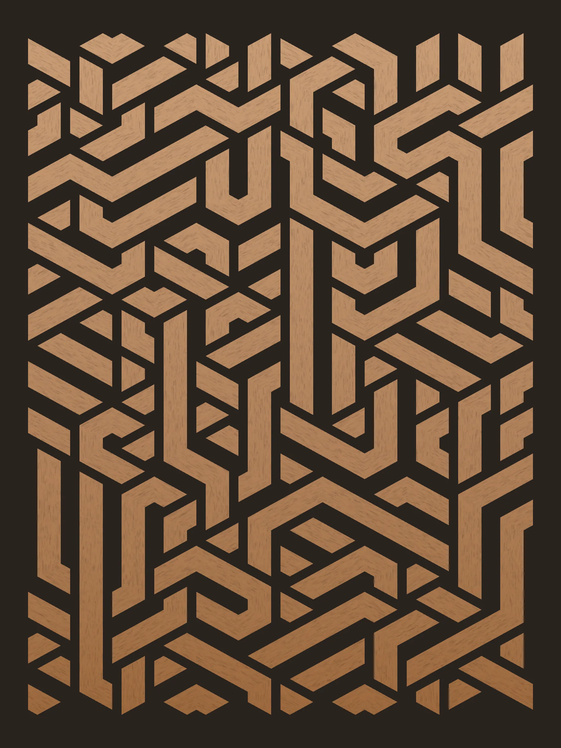 Lines are bent and shaded. There are no wrong turns. 

[Interaction in live view: press 1-7 or left/right arrow keys to see the stages of sketch construction: 1-grid, 2-divide, 3-tile, 4-bend, 5-shade, 6-color, 7-texture].