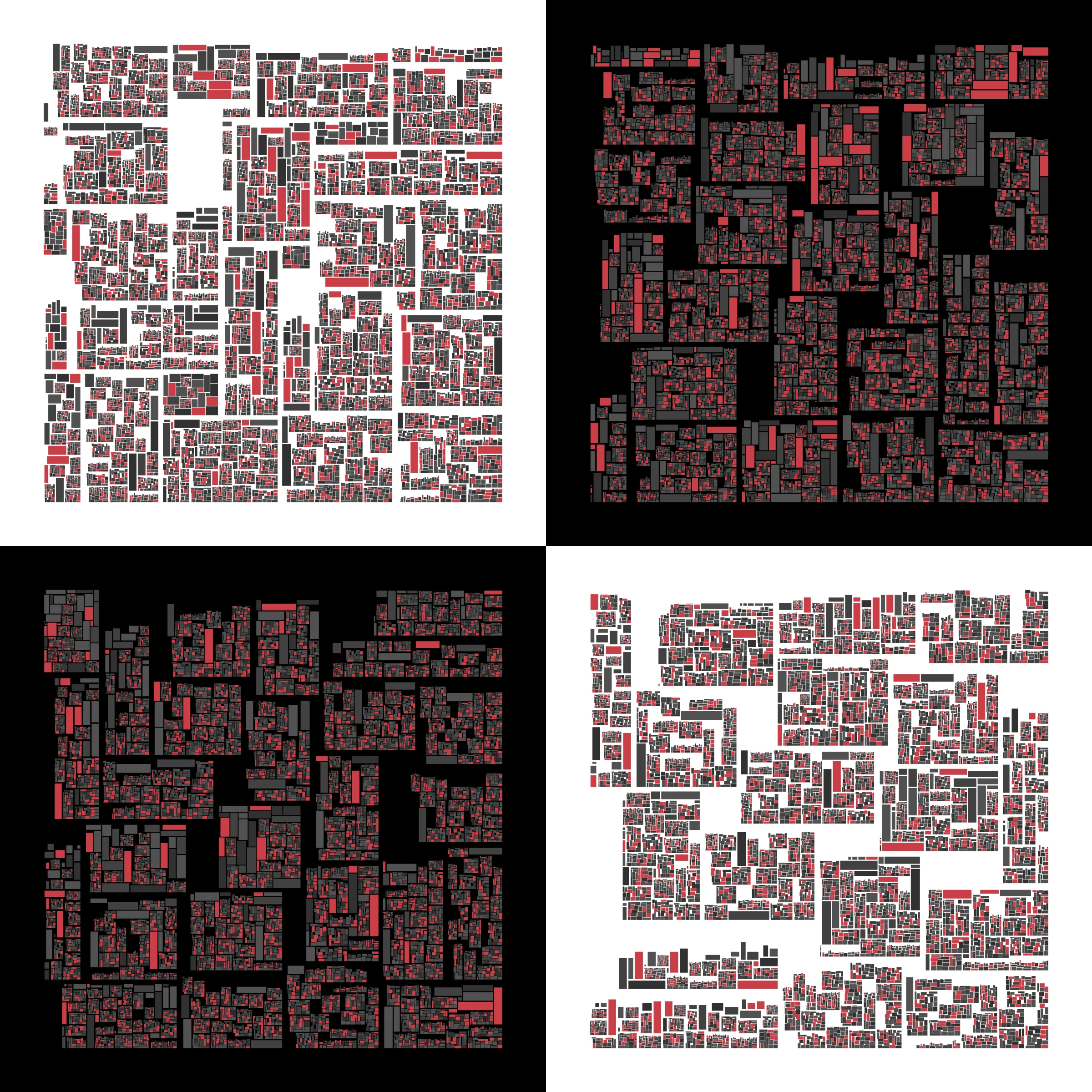Recursion is a generative art project whose concept is recursion. Each variation starts with a block which is irregularly divided into smaller blocks, which are then divided into smaller blocks, which are then divided into smaller blocks, etc, based on a defined depth (to better visualize this concept, take a look at https://hevey.art/blog/recursion-concept). In this project, even the script is recursive! The script is able to generate a large number of variations and each of these variations is then able to generate its own variations (keeping the same properties) with a single click on the image.
